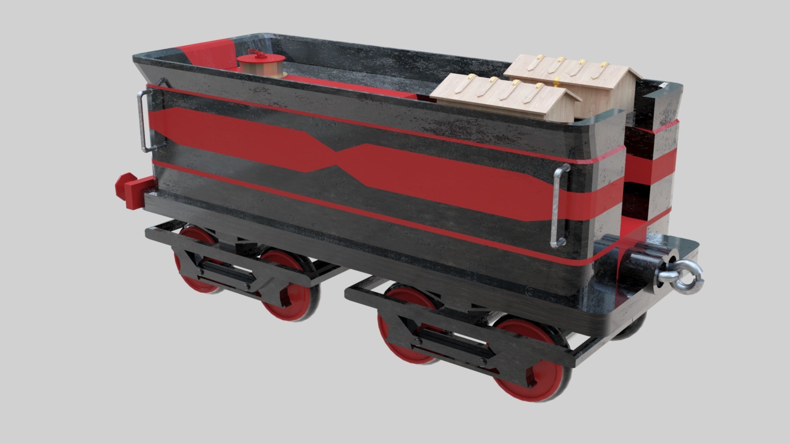 Low Poly Old Steam Train - Union Pasific Style Low-poly 3D model_124