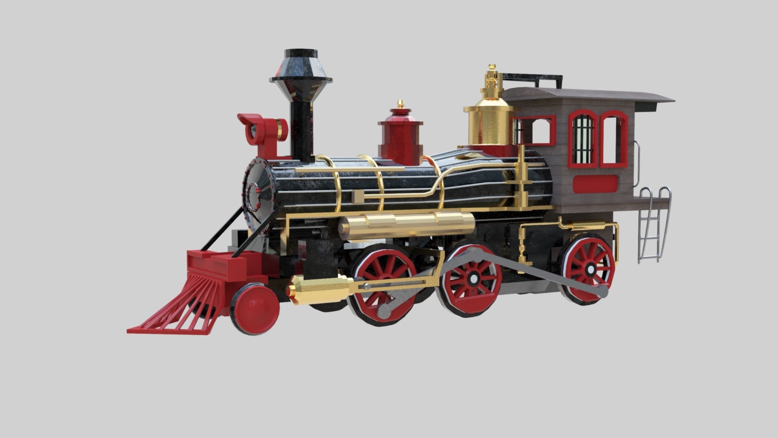 Low Poly Old Steam Train - Union Pasific Style Low-poly 3D model_66
