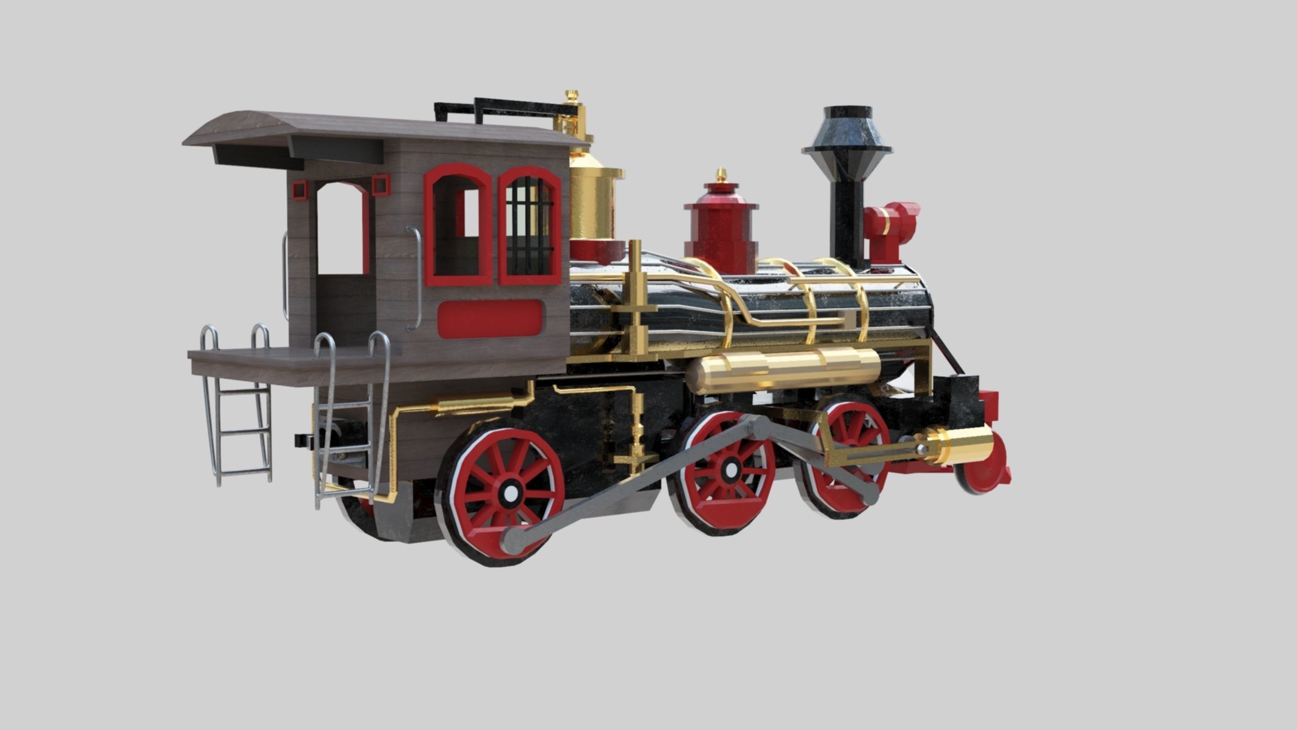 Low Poly Old Steam Train - Union Pasific Style Low-poly 3D model_82