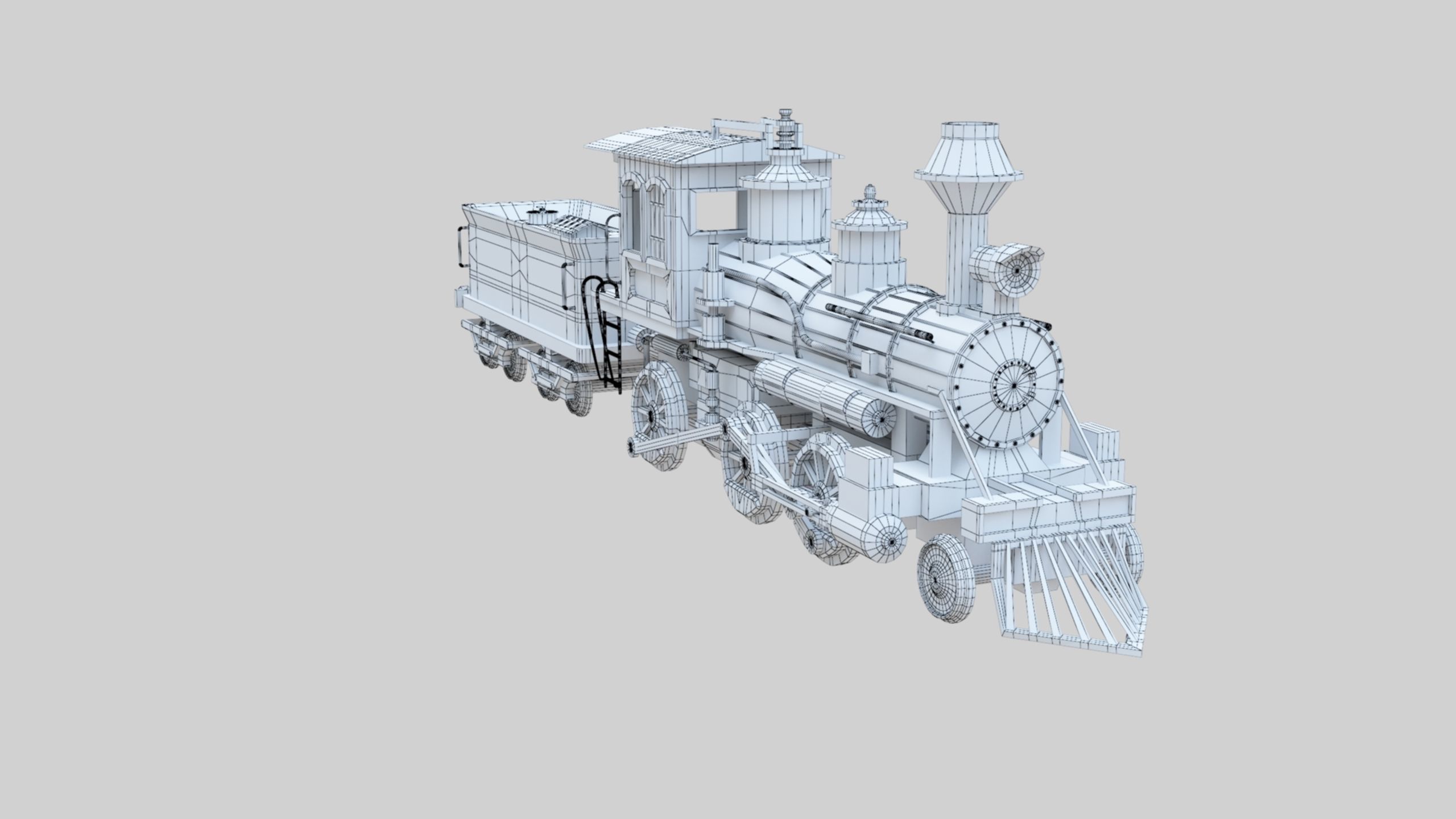 Low Poly Old Steam Train - Union Pasific Style Low-poly 3D model_32