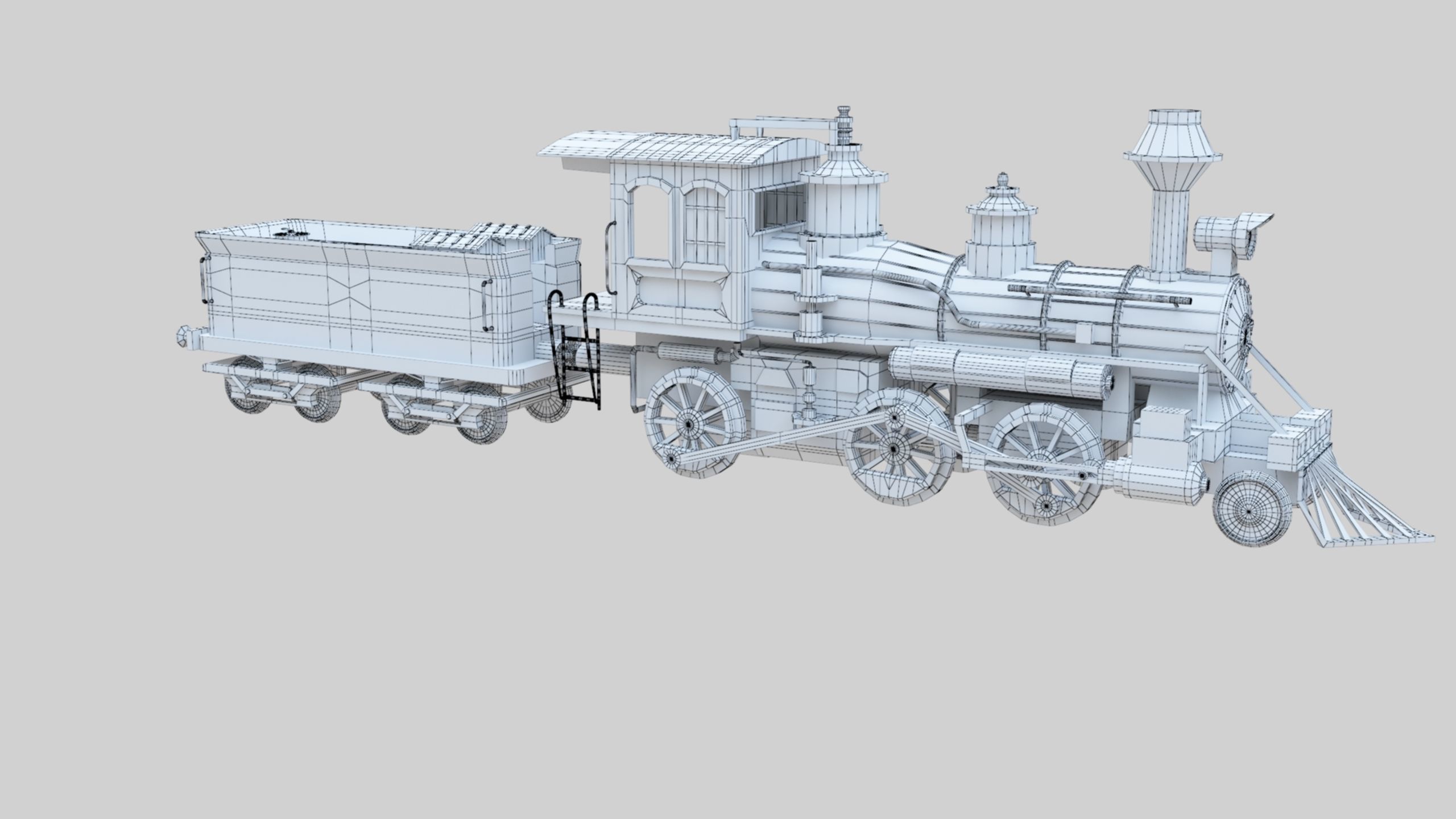 Low Poly Old Steam Train - Union Pasific Style Low-poly 3D model_60