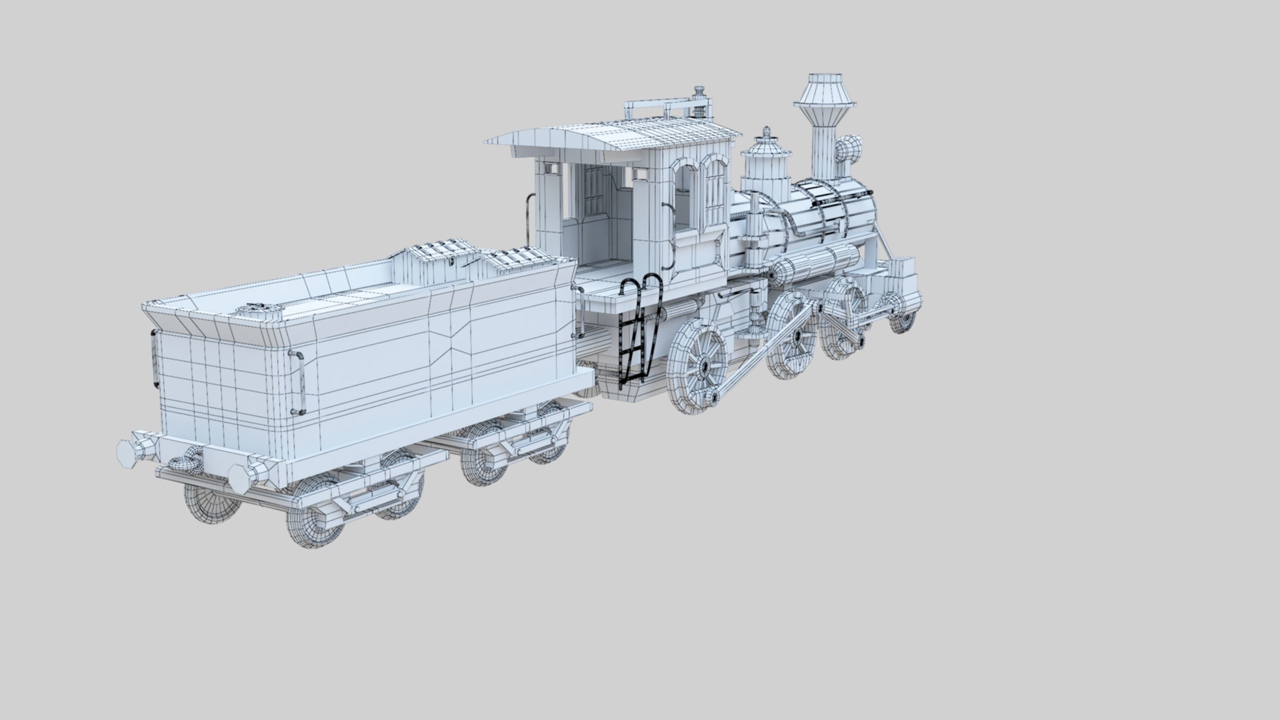 Low Poly Old Steam Train - Union Pasific Style Low-poly 3D model_56