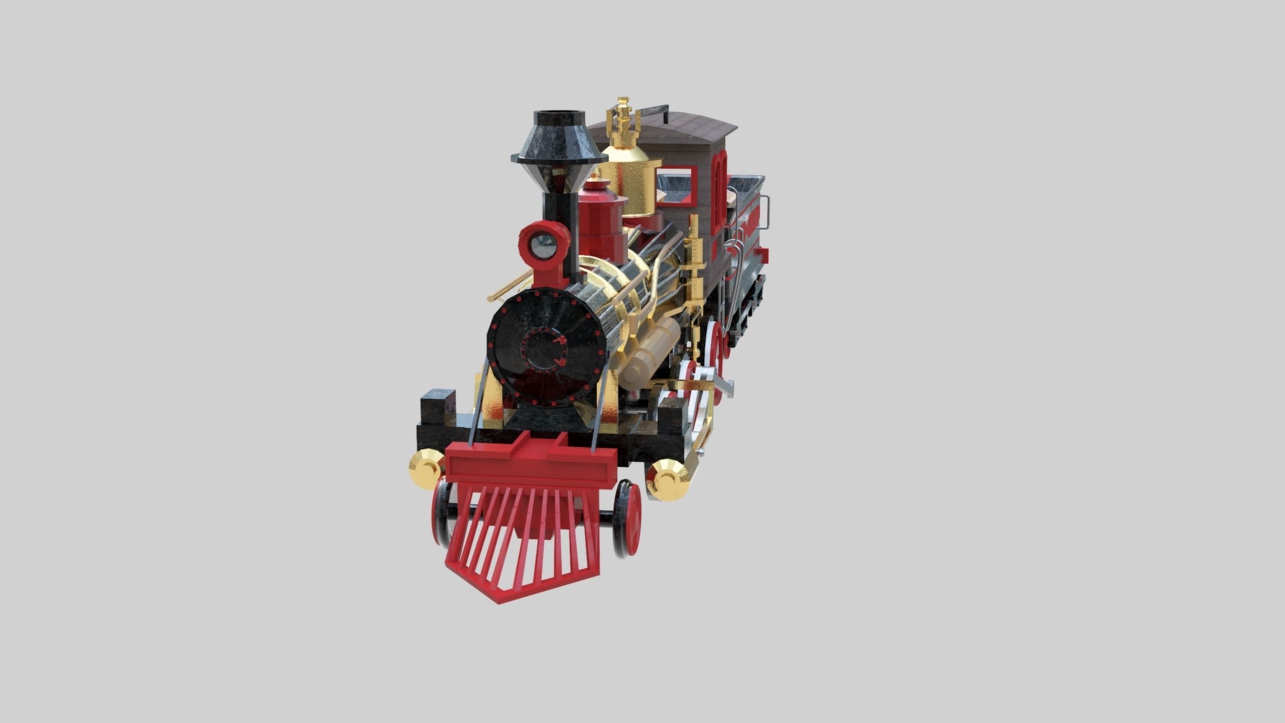 Low Poly Old Steam Train - Union Pasific Style Low-poly 3D model_11
