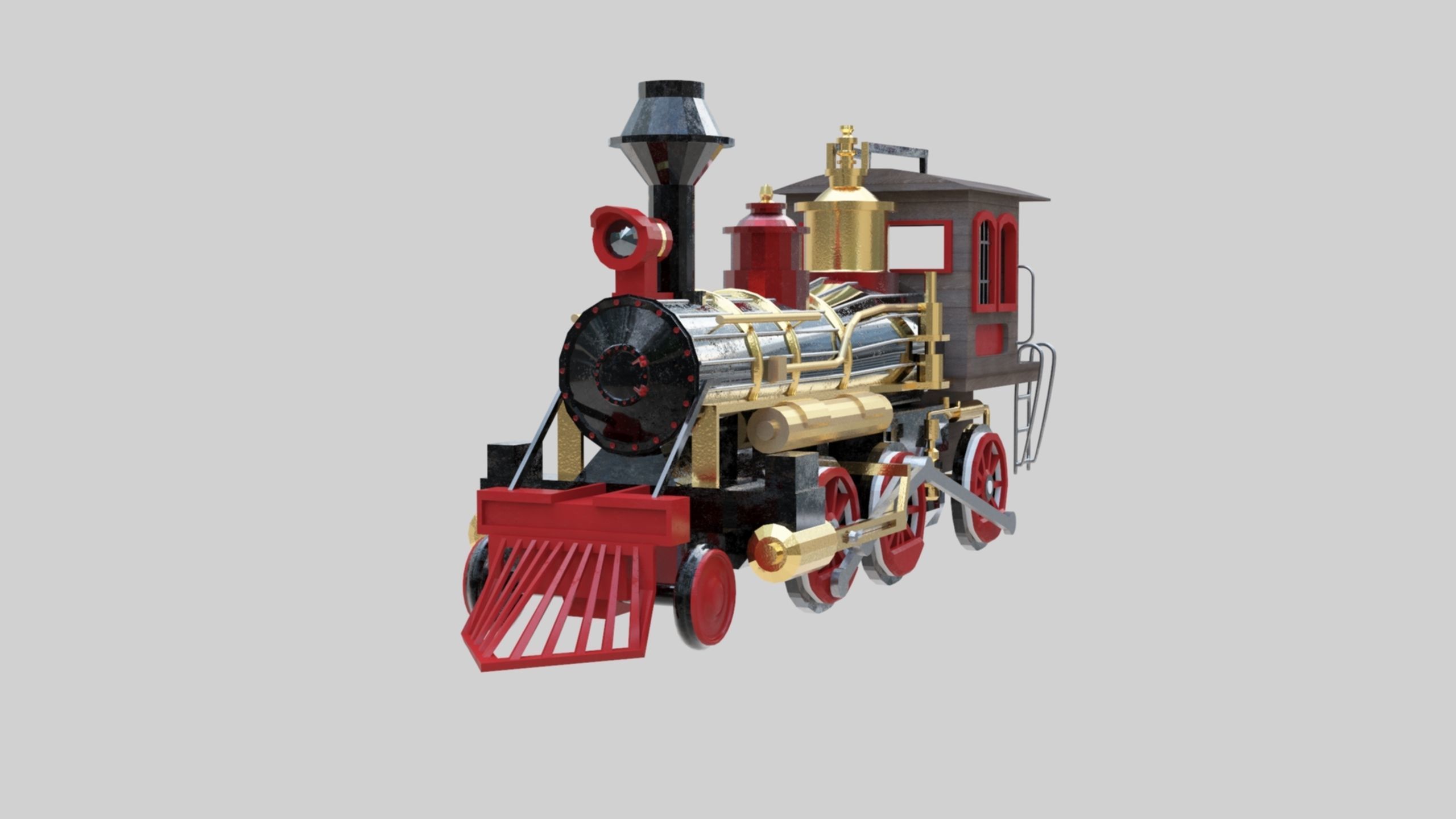 Low Poly Old Steam Train - Union Pasific Style Low-poly 3D model_94