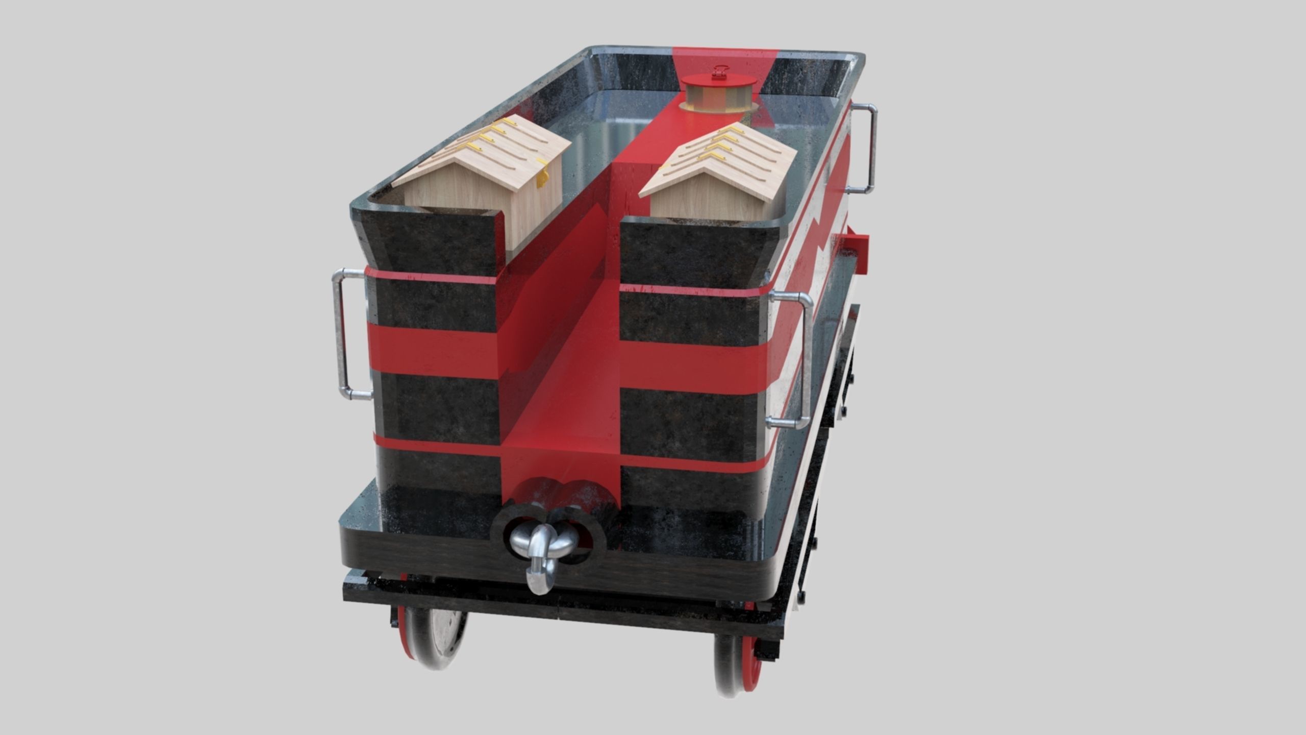 Low Poly Old Steam Train - Union Pasific Style Low-poly 3D model_106