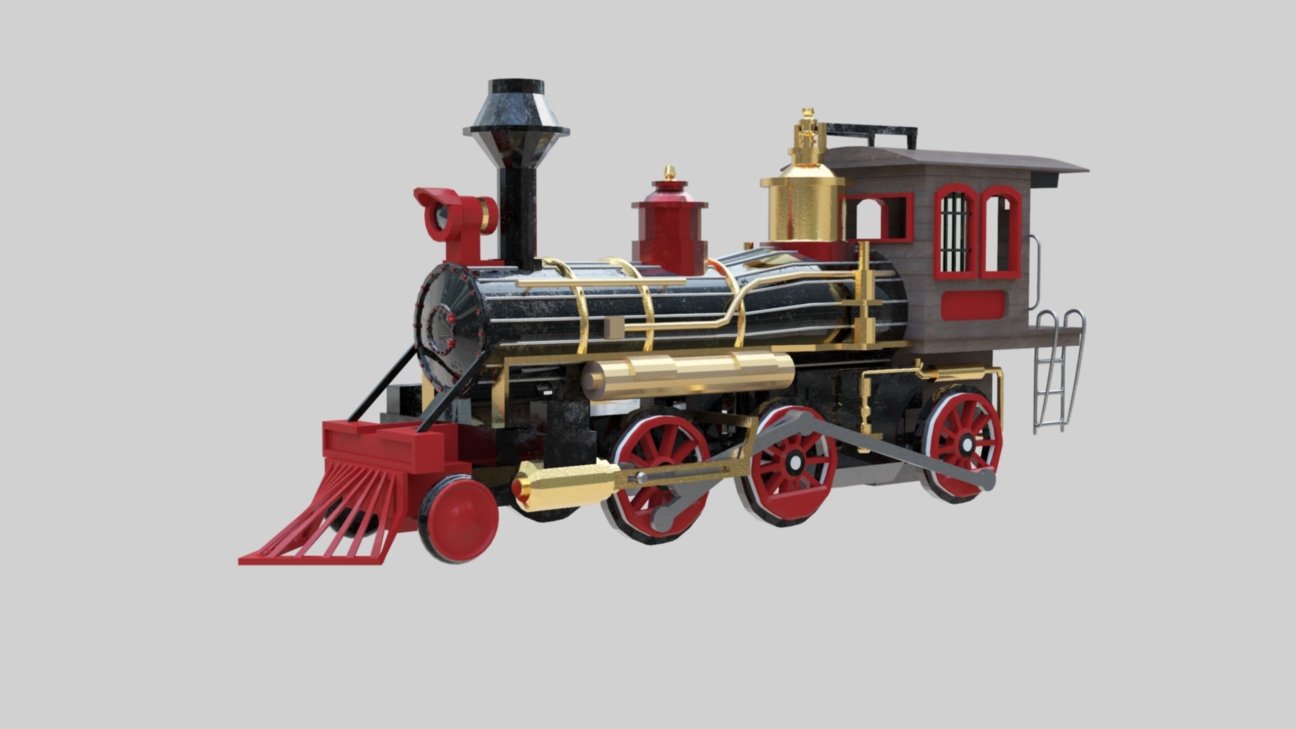 Low Poly Old Steam Train - Union Pasific Style Low-poly 3D model_67