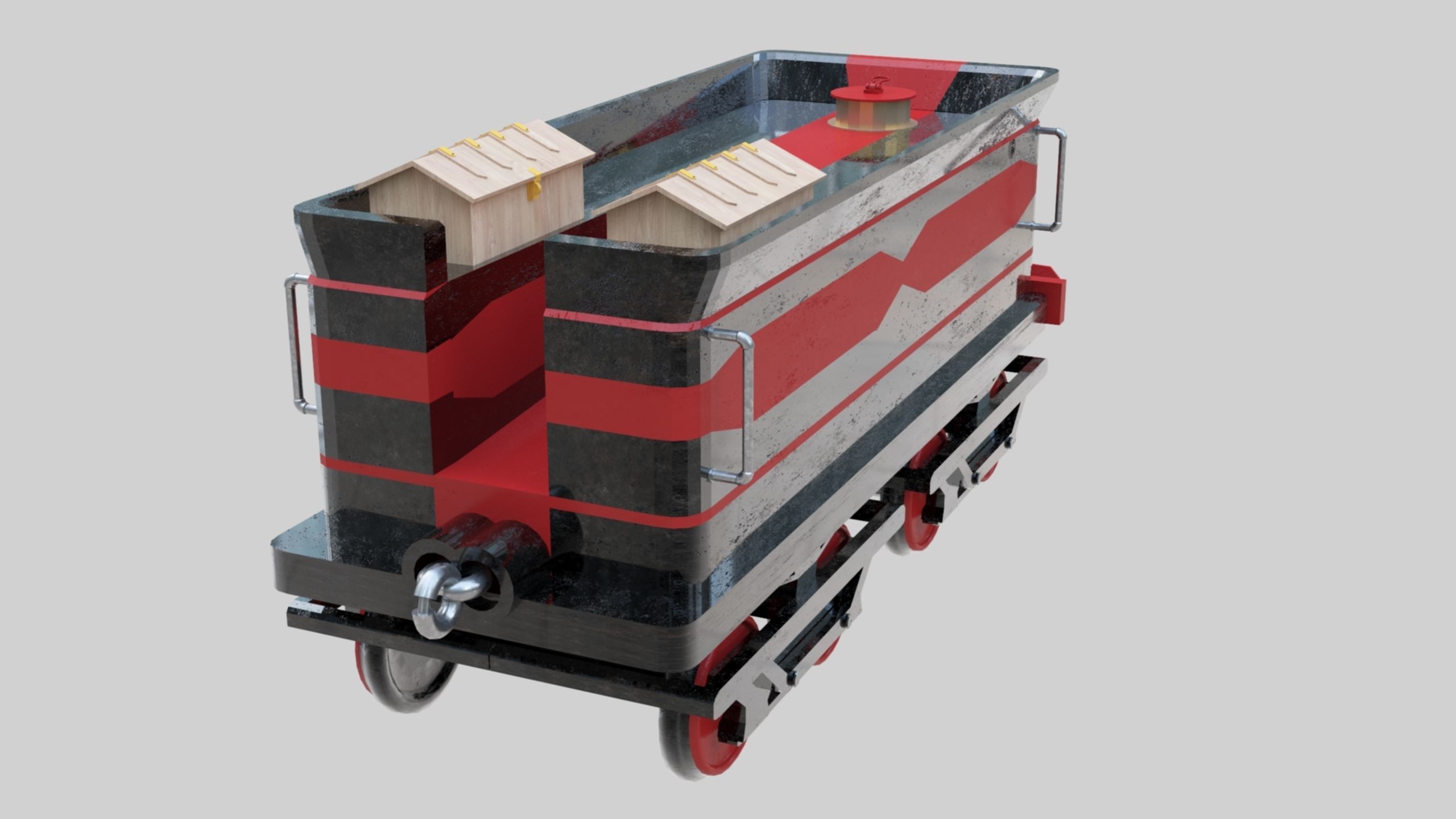 Low Poly Old Steam Train - Union Pasific Style Low-poly 3D model_107