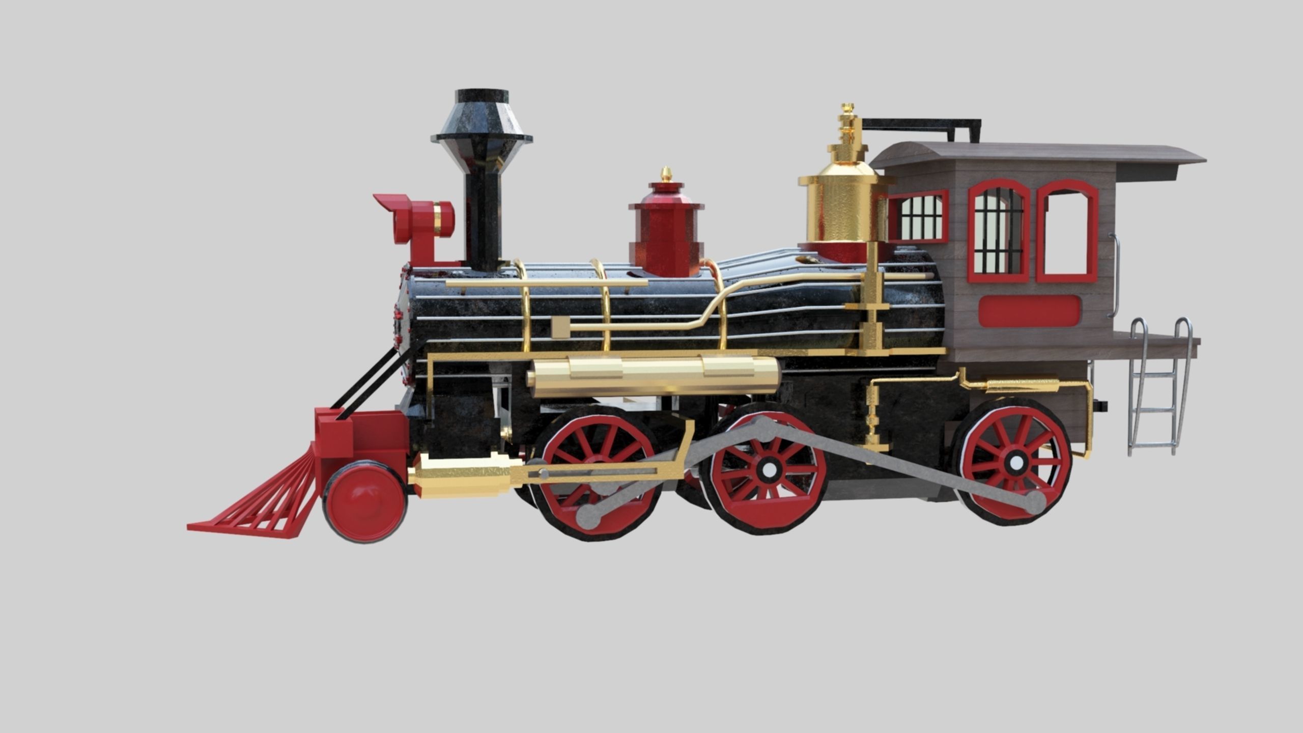 Low Poly Old Steam Train - Union Pasific Style Low-poly 3D model_71