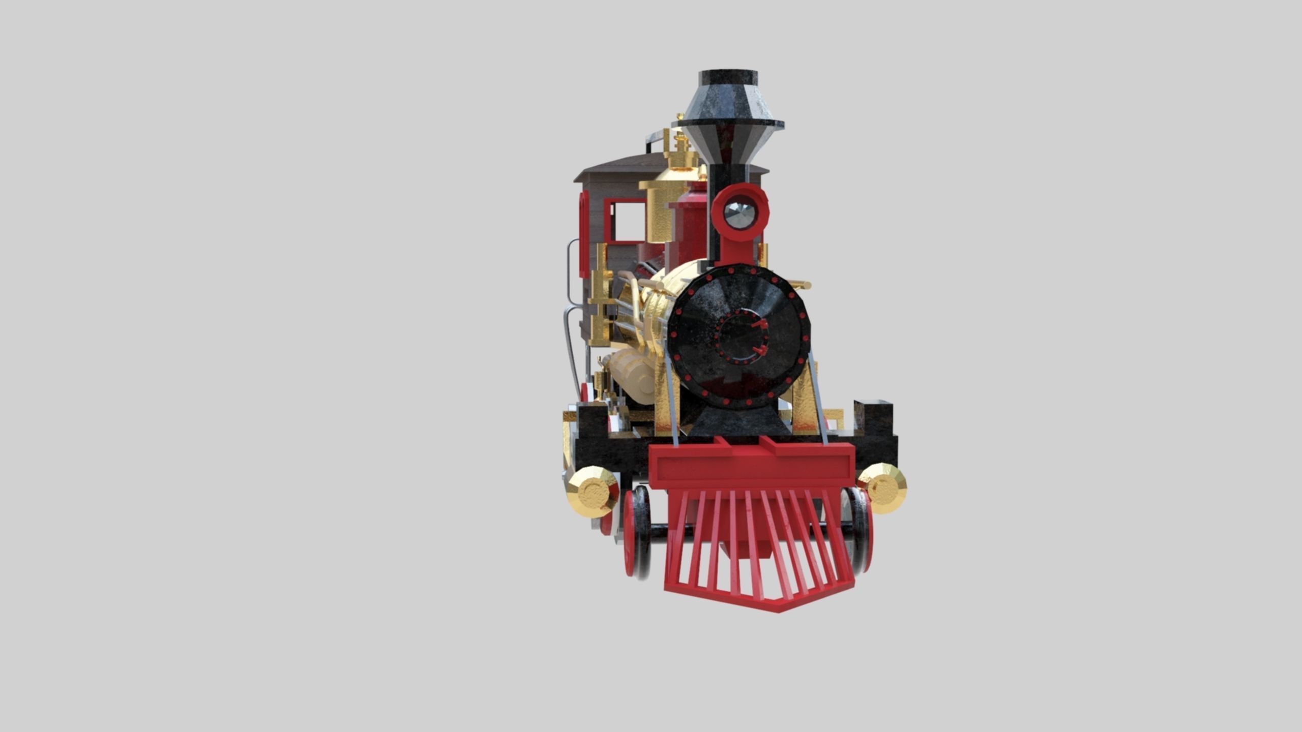 Low Poly Old Steam Train - Union Pasific Style Low-poly 3D model_85