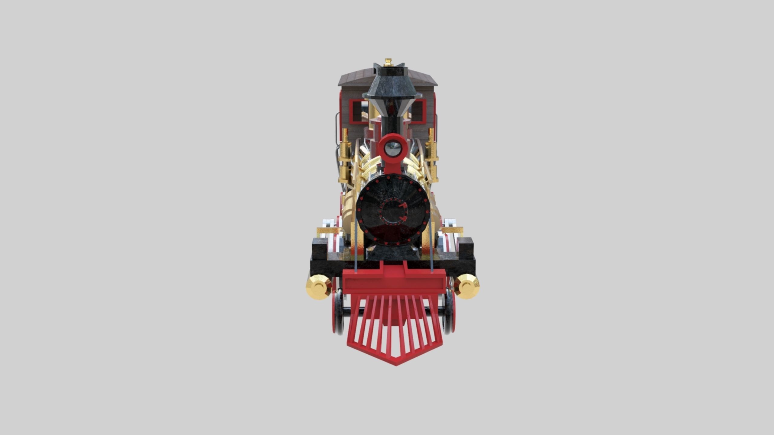 Low Poly Old Steam Train - Union Pasific Style Low-poly 3D model_2