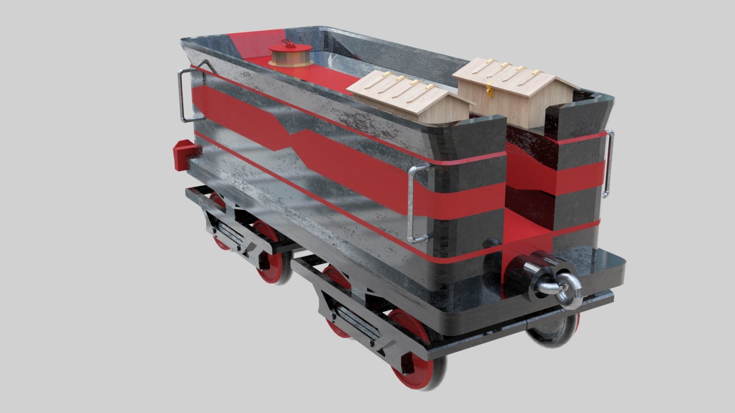Low Poly Old Steam Train - Union Pasific Style Low-poly 3D model_103