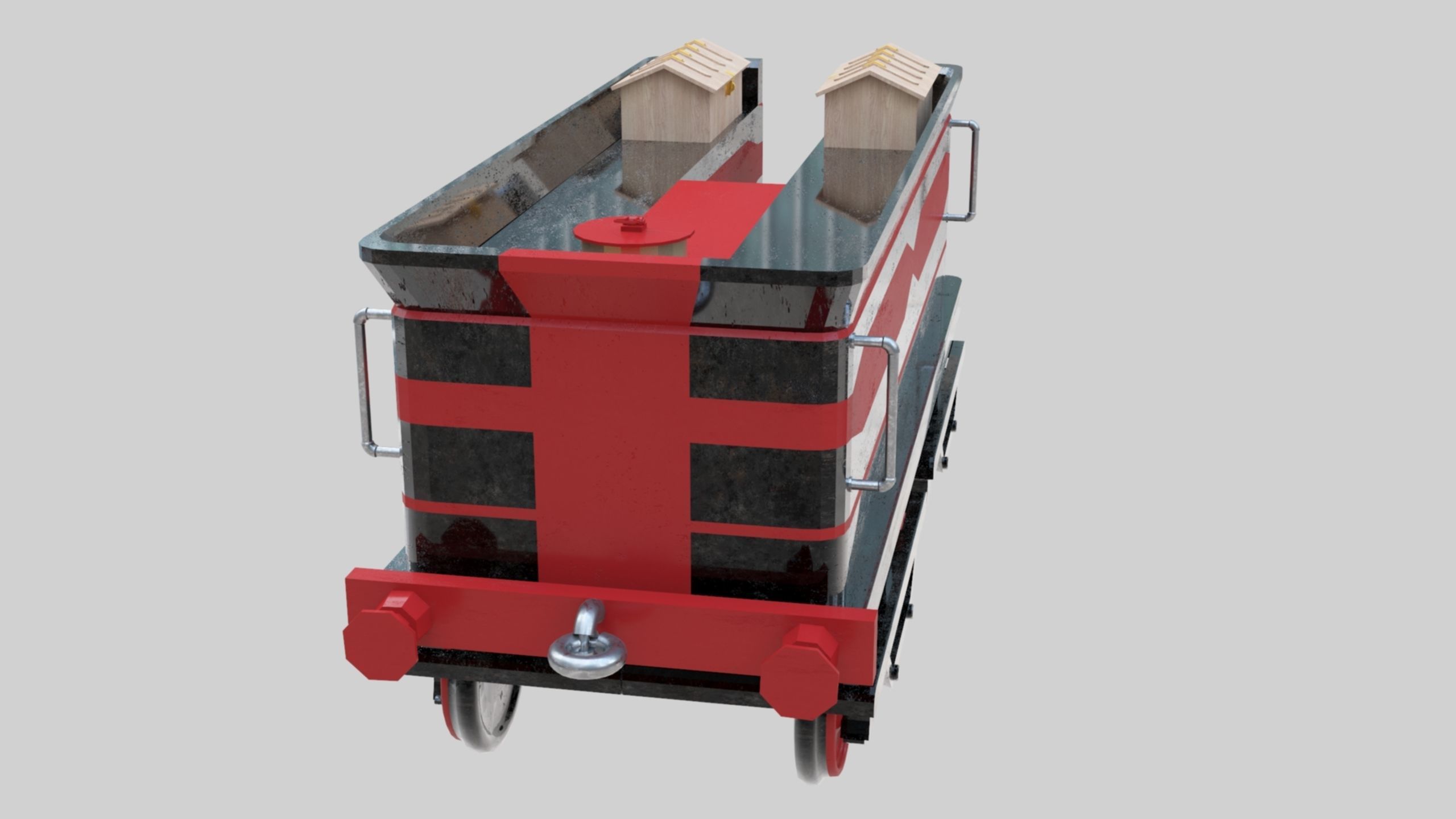 Low Poly Old Steam Train - Union Pasific Style Low-poly 3D model_116