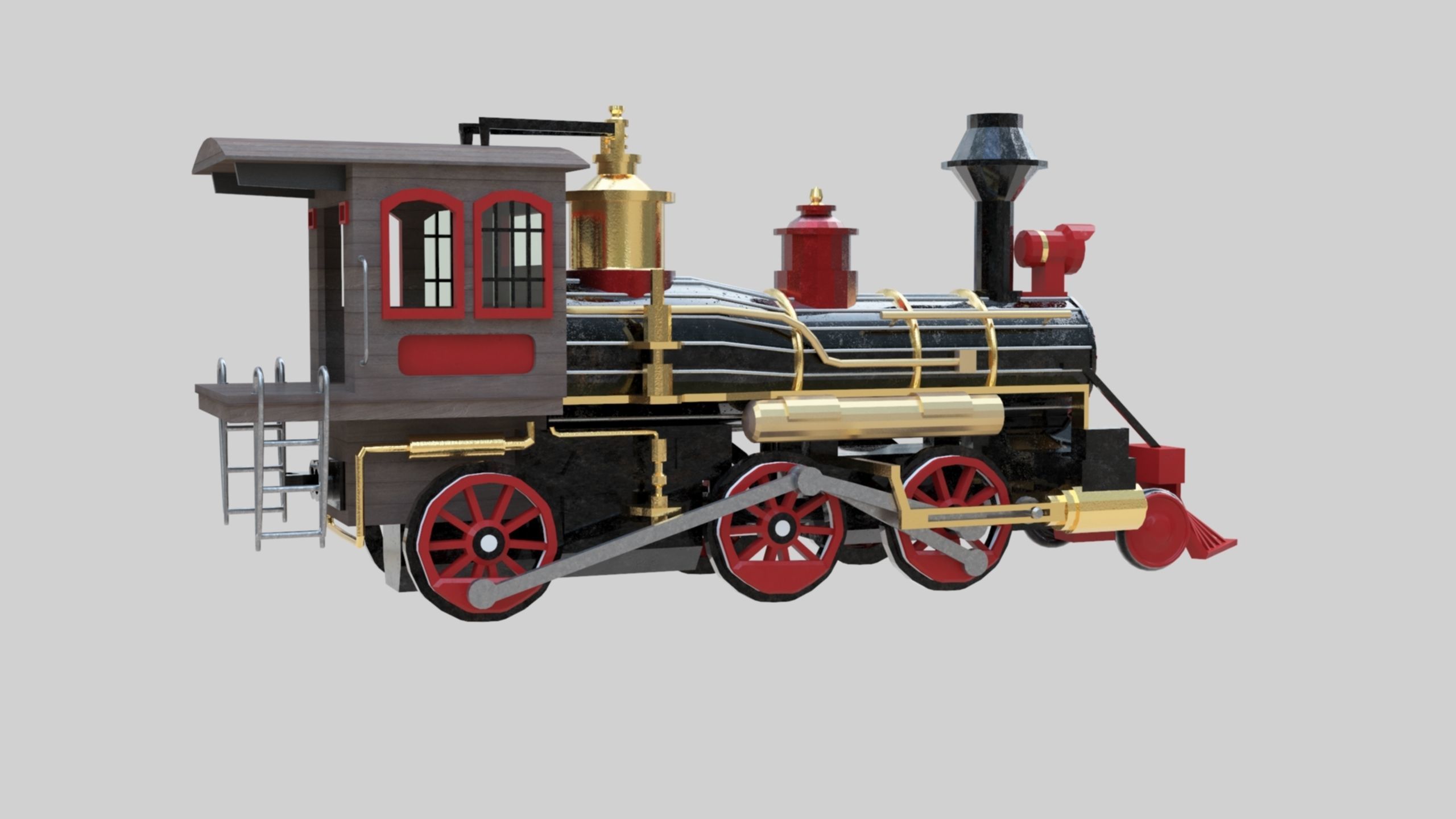 Low Poly Old Steam Train - Union Pasific Style Low-poly 3D model_79