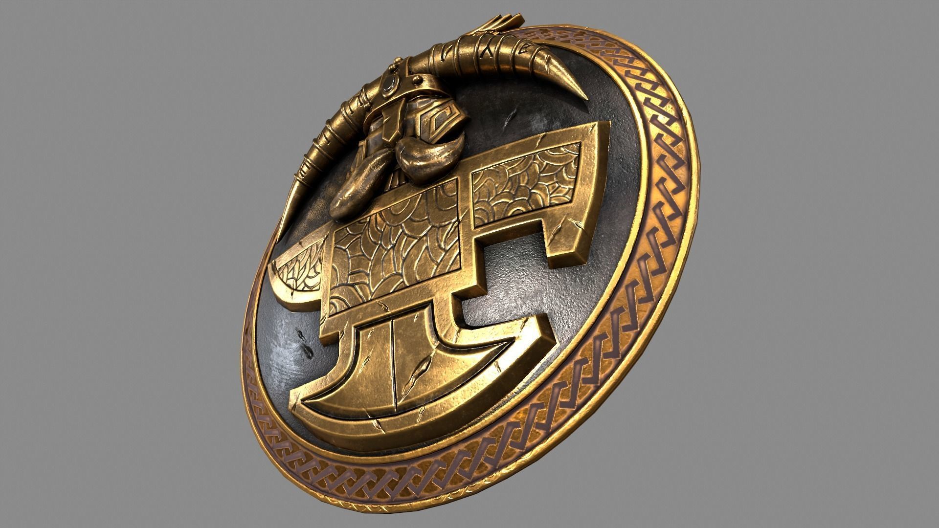 shield golden Low-poly 3D model_7