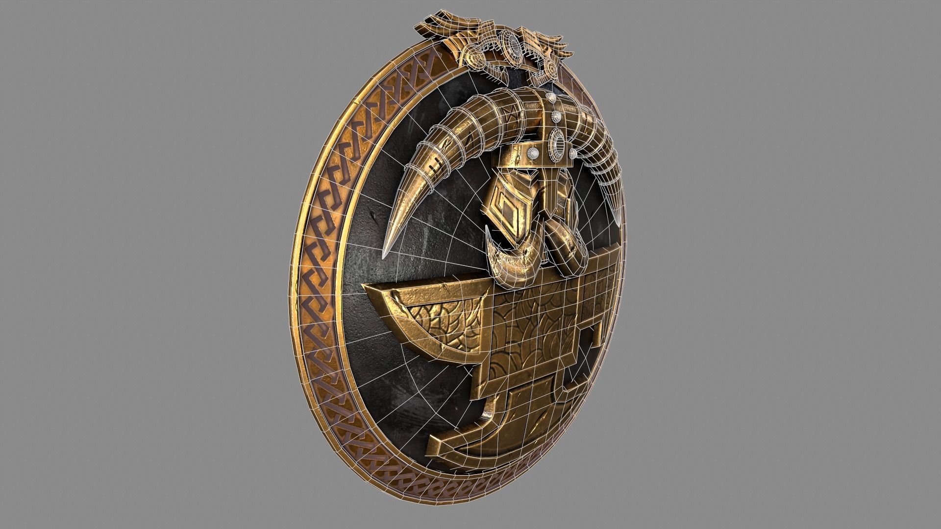 shield golden Low-poly 3D model_10