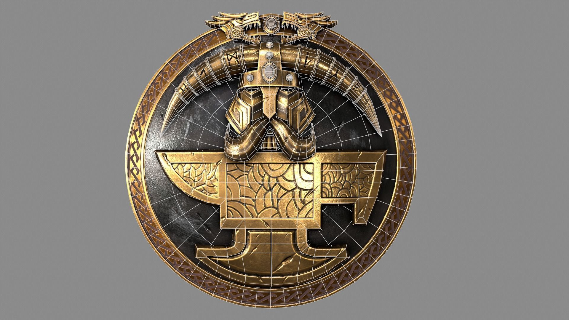 shield golden Low-poly 3D model_9