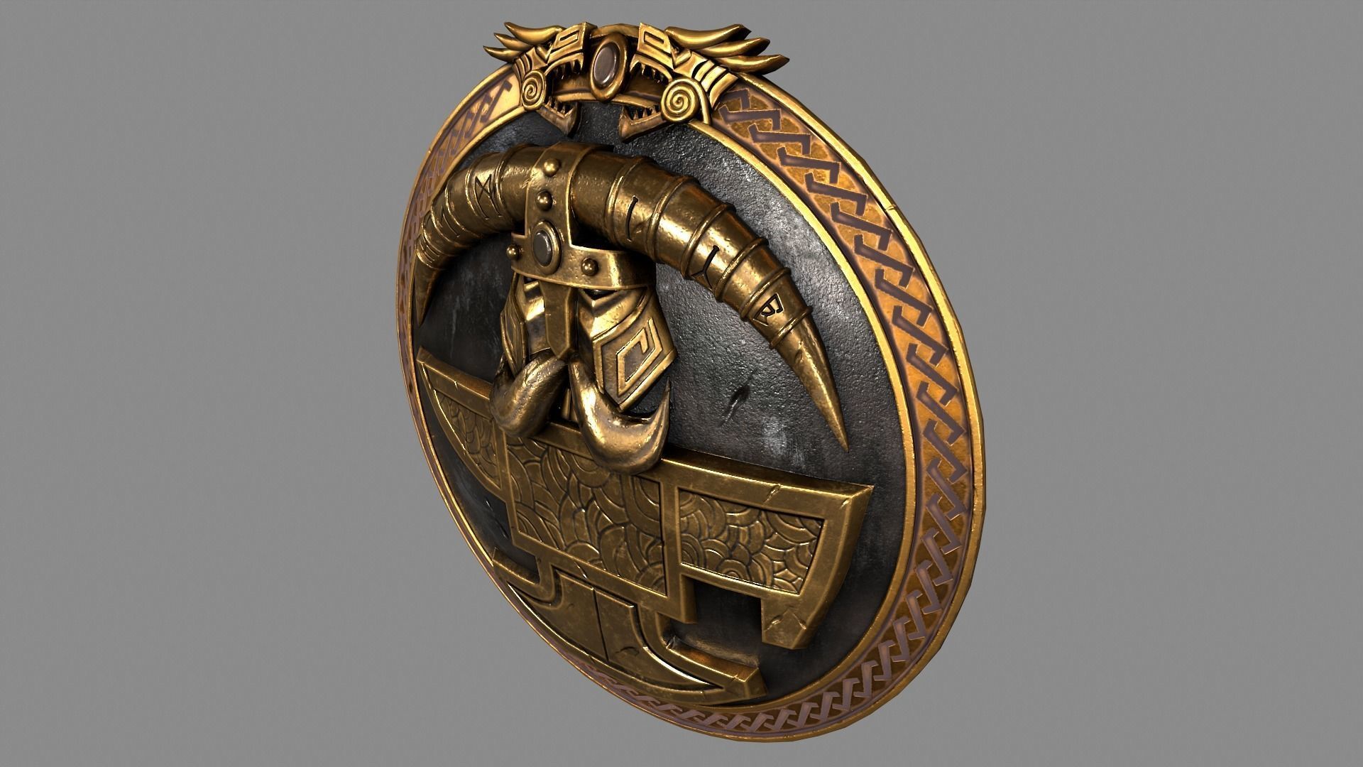 shield golden Low-poly 3D model_6