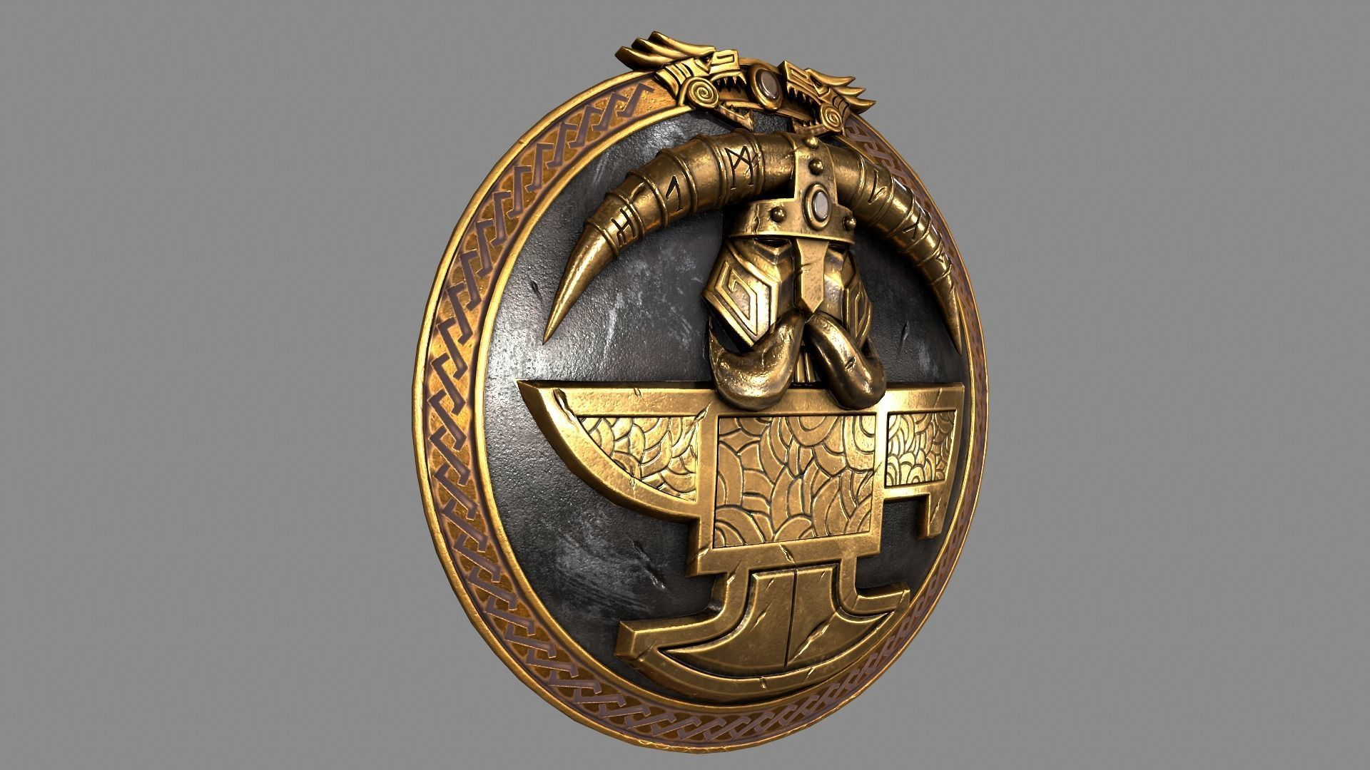shield golden Low-poly 3D model_2