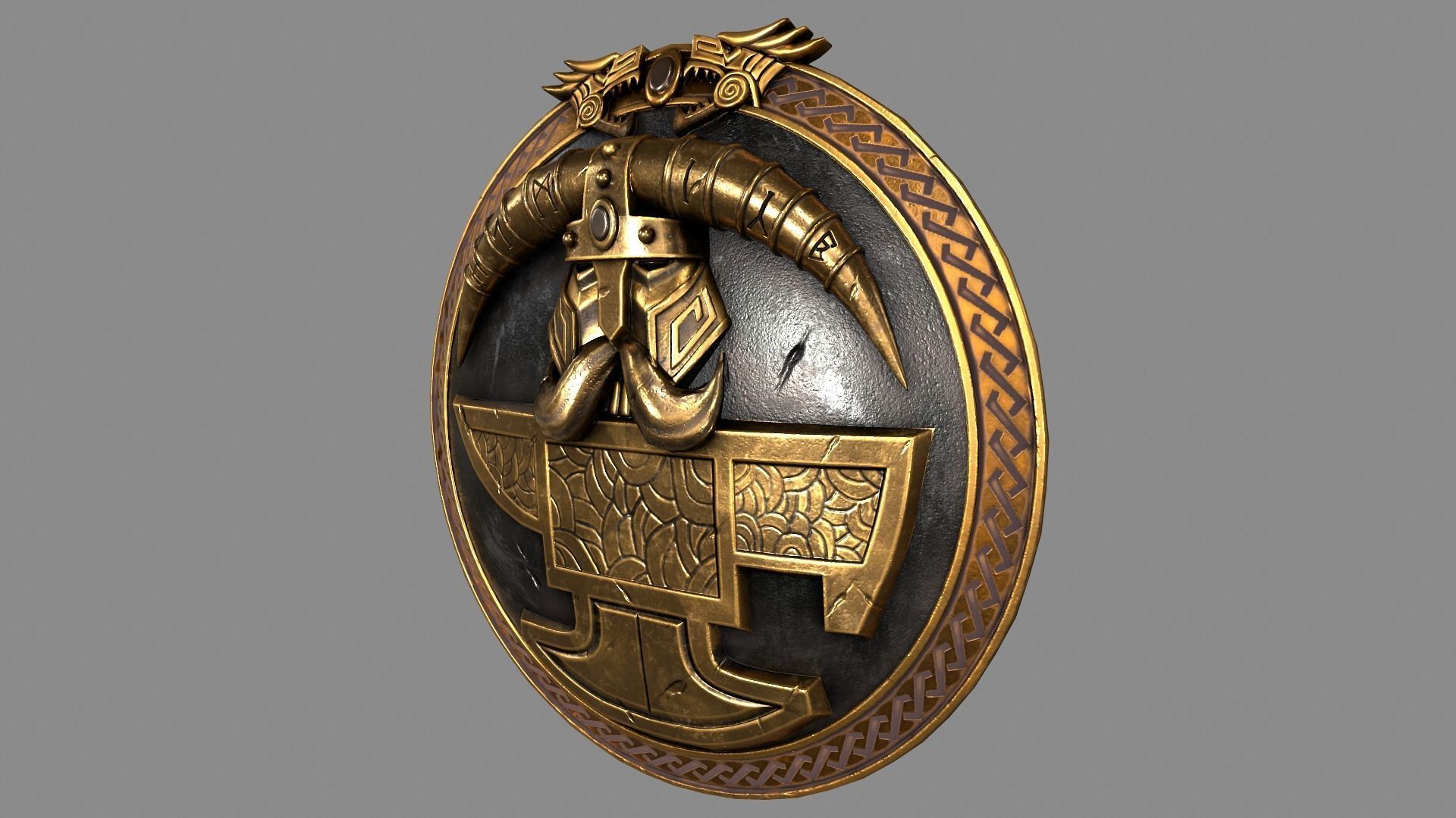 shield golden Low-poly 3D model_5
