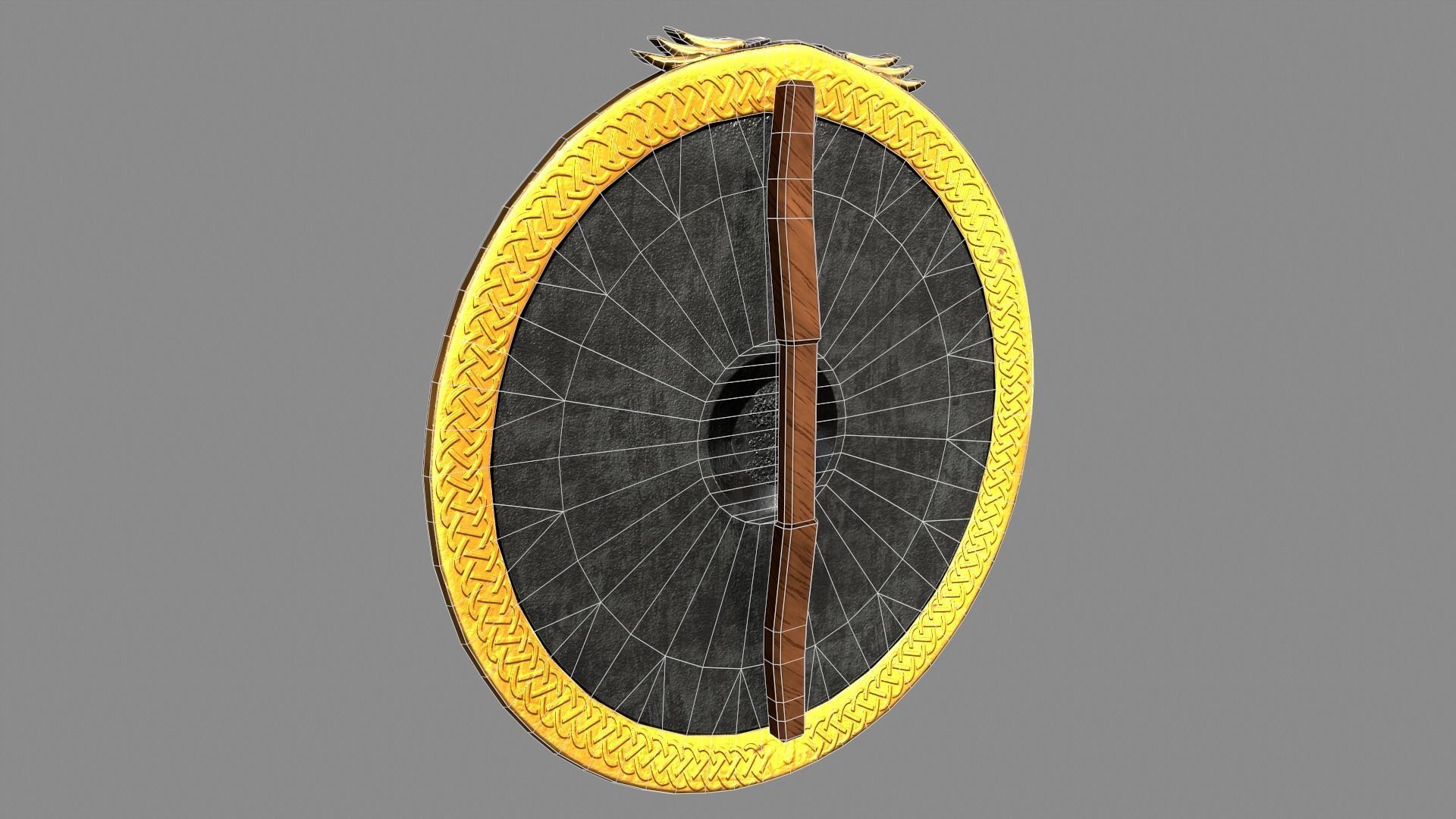 shield golden Low-poly 3D model_11