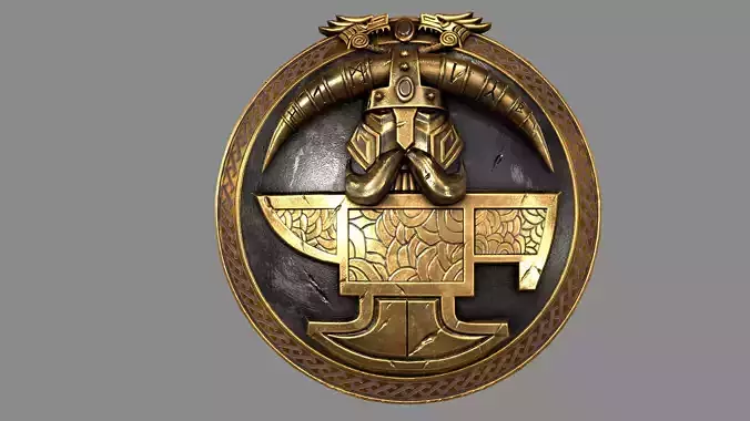shield golden Low-poly 3D model