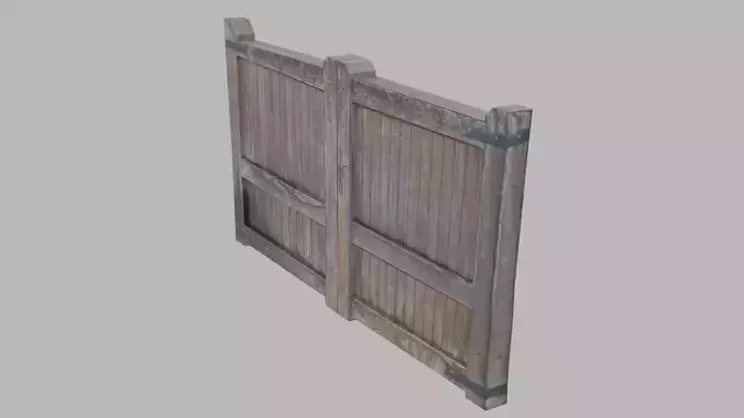 Weathered Wooden Gate - Very Low Poly 3D Model