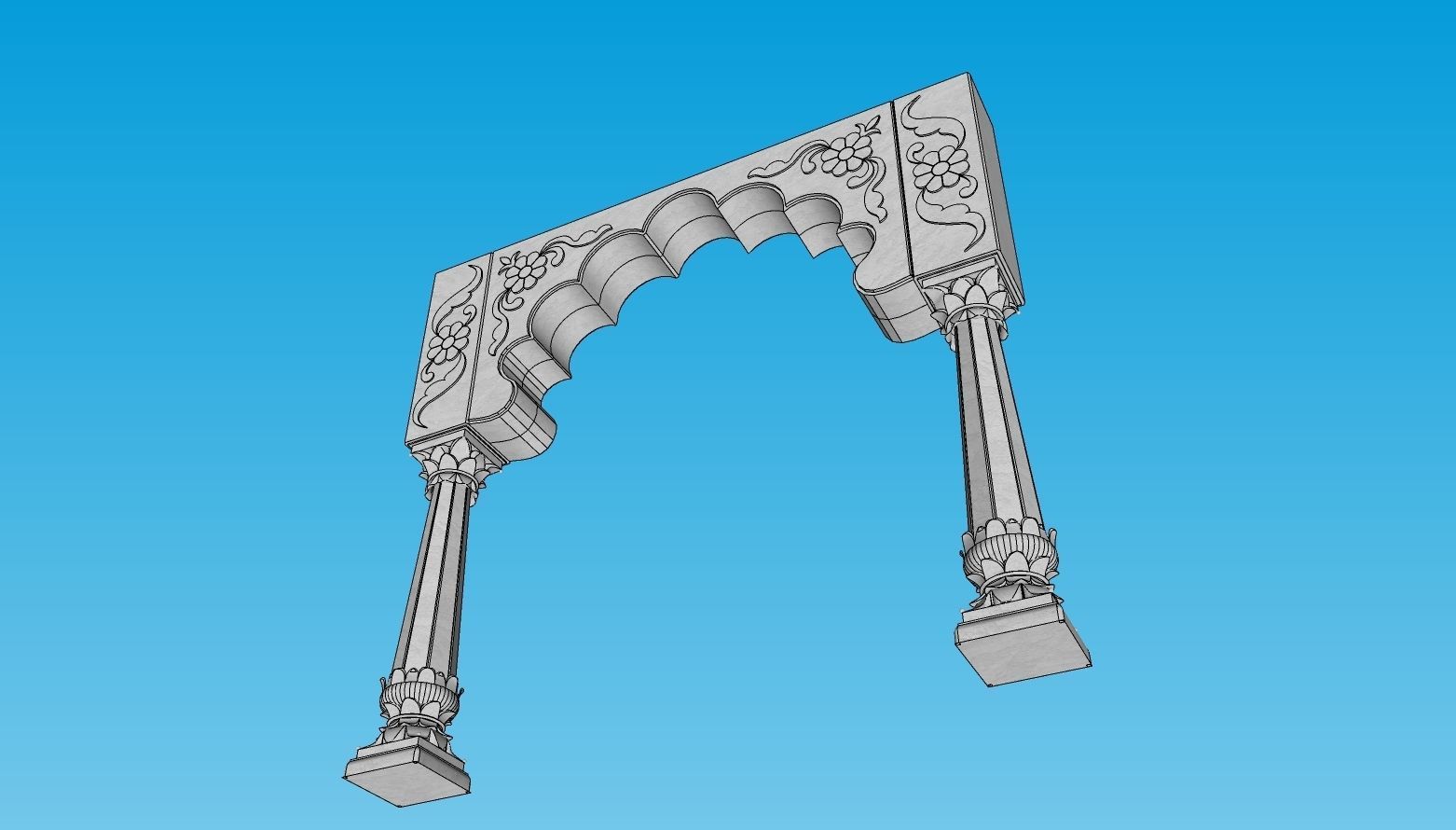 indian stone arch 3D model_4