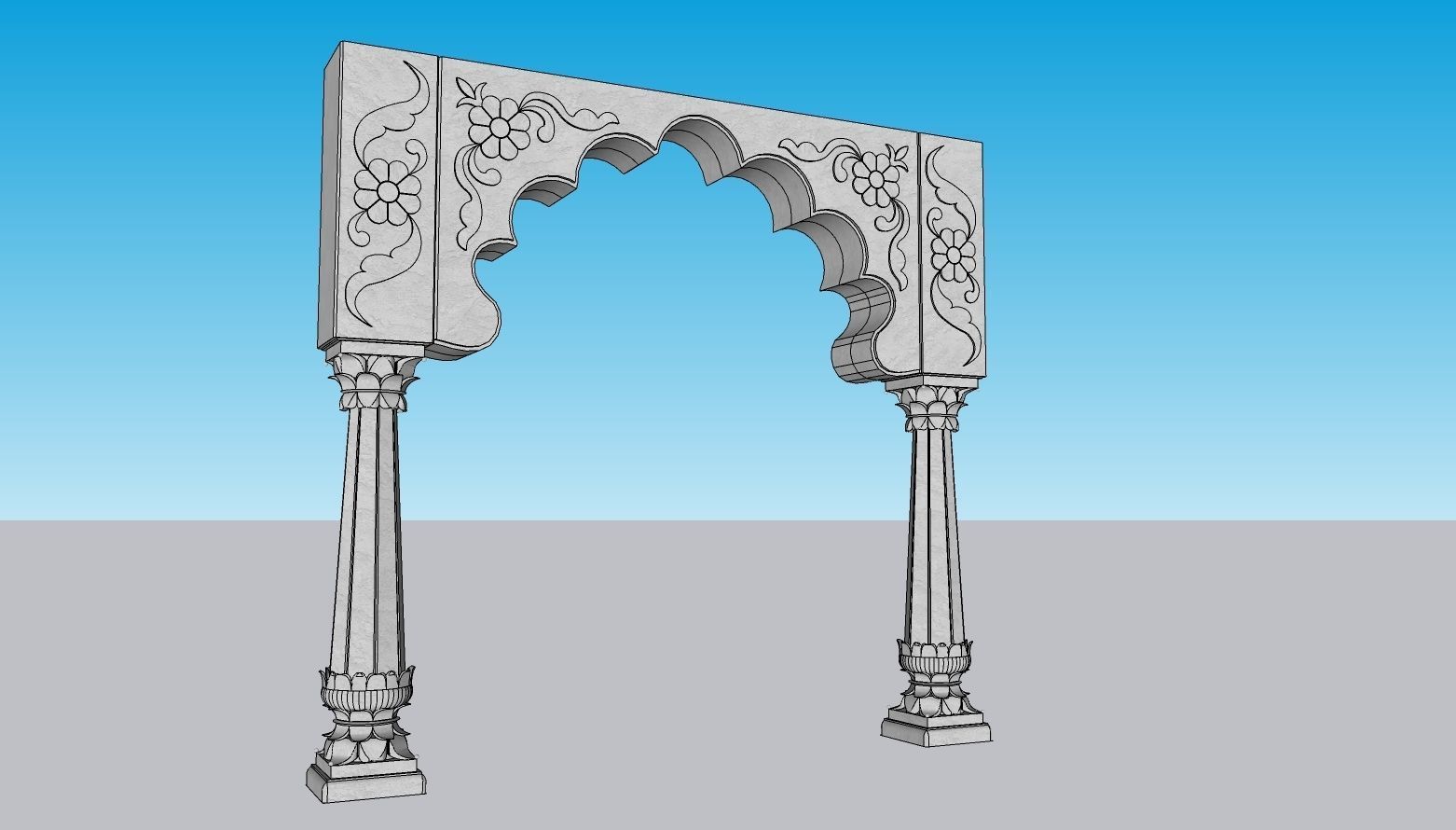 indian stone arch 3D model_1
