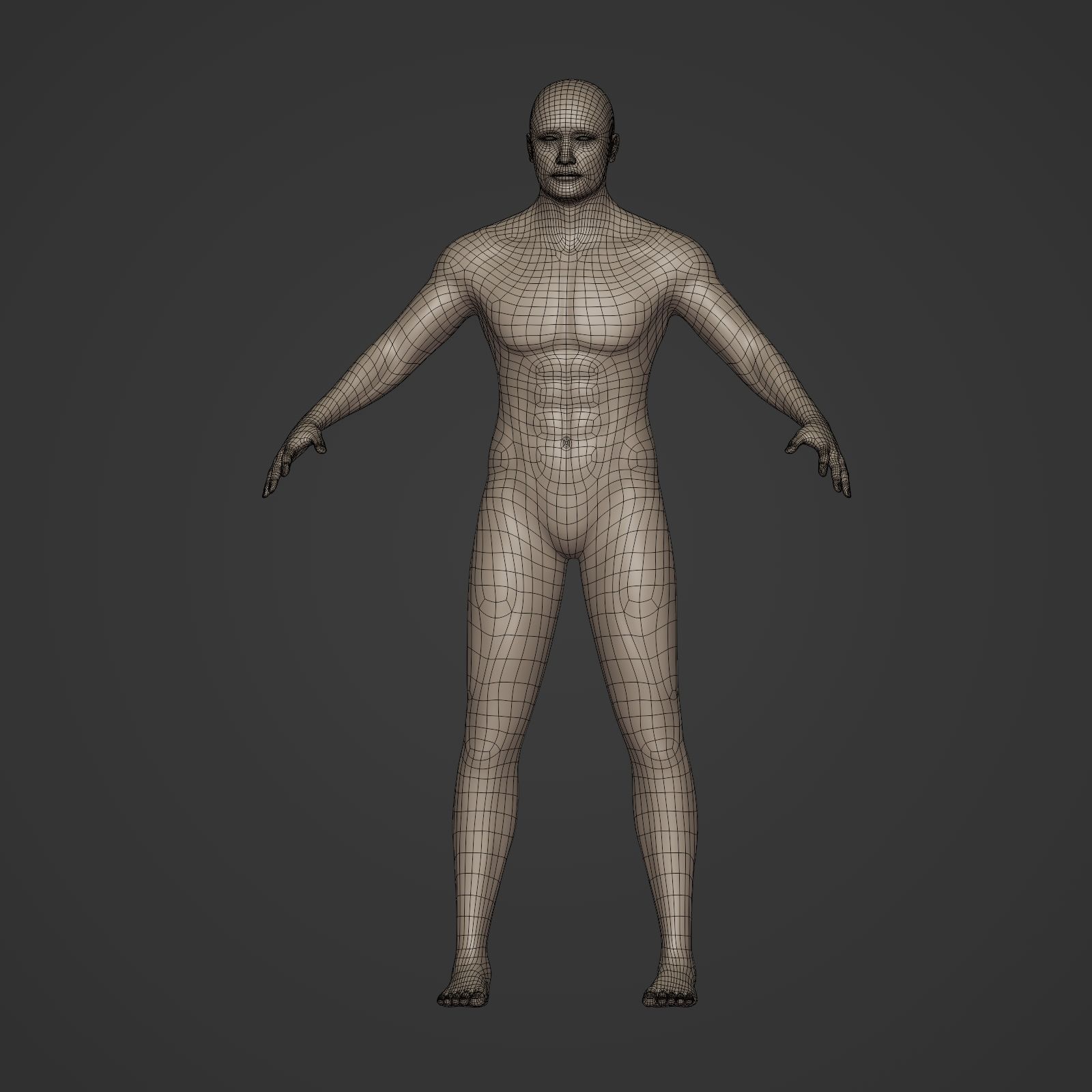Man Base Mesh - Rigged  Low-poly 3D model_7