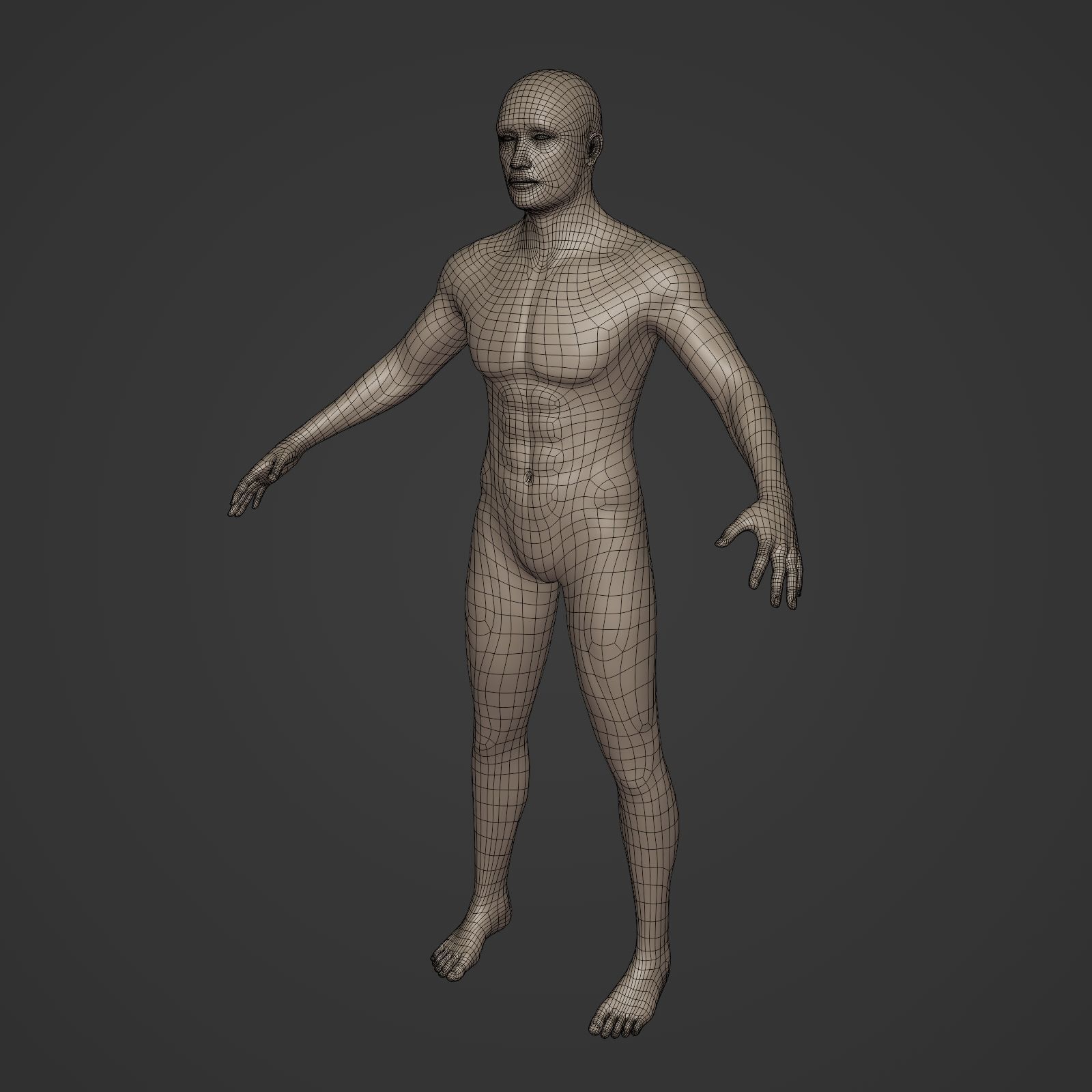 Man Base Mesh - Rigged  Low-poly 3D model_4