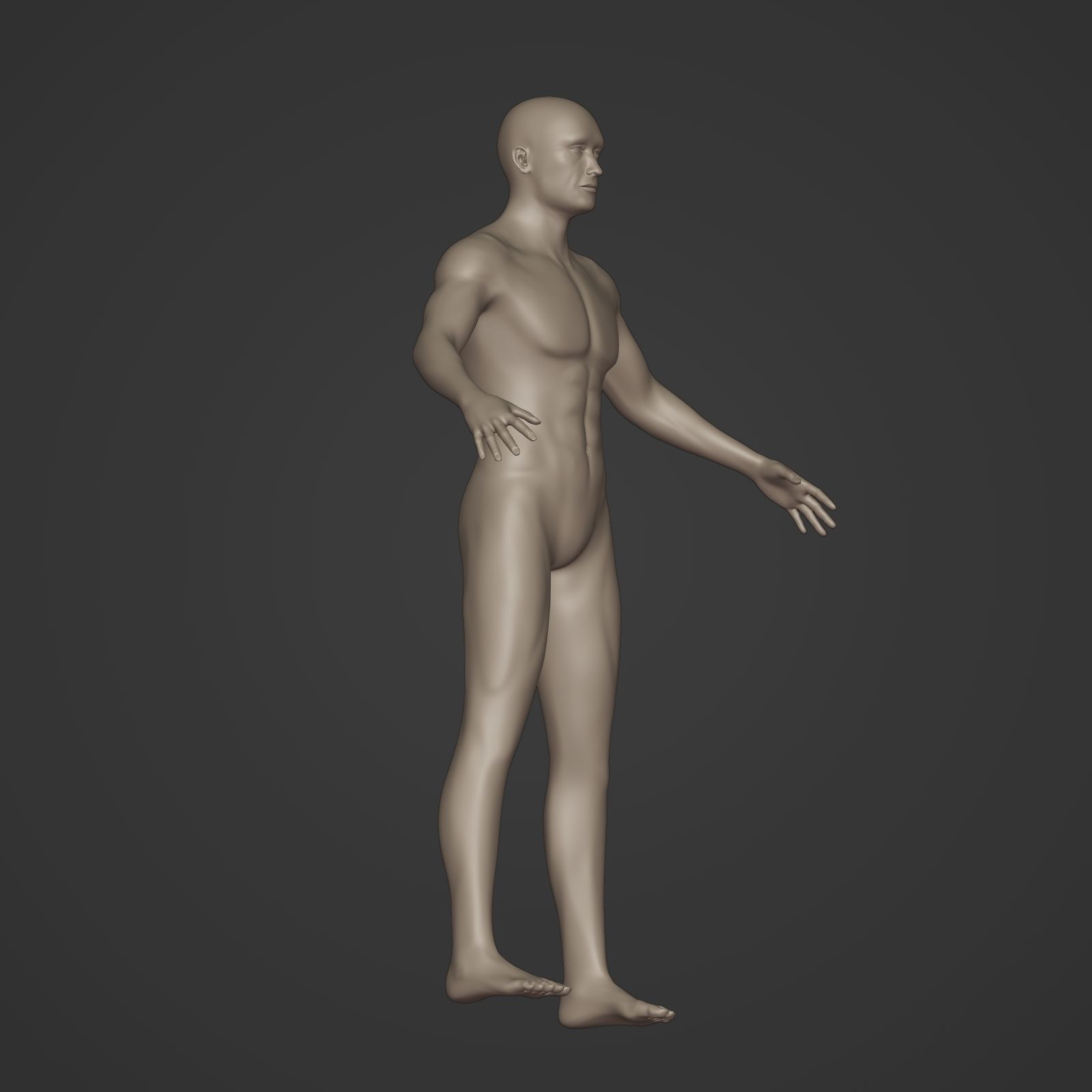 Man Base Mesh - Rigged  Low-poly 3D model_8