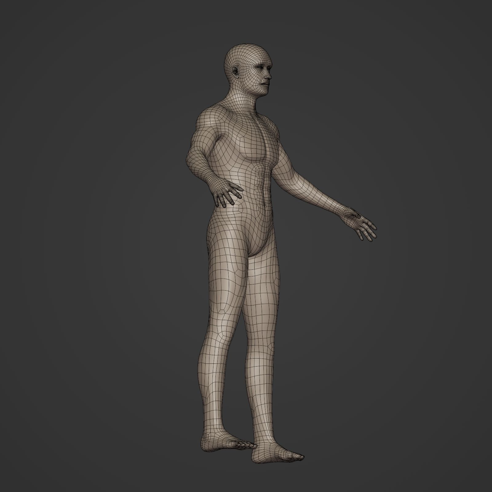 Man Base Mesh - Rigged  Low-poly 3D model_9
