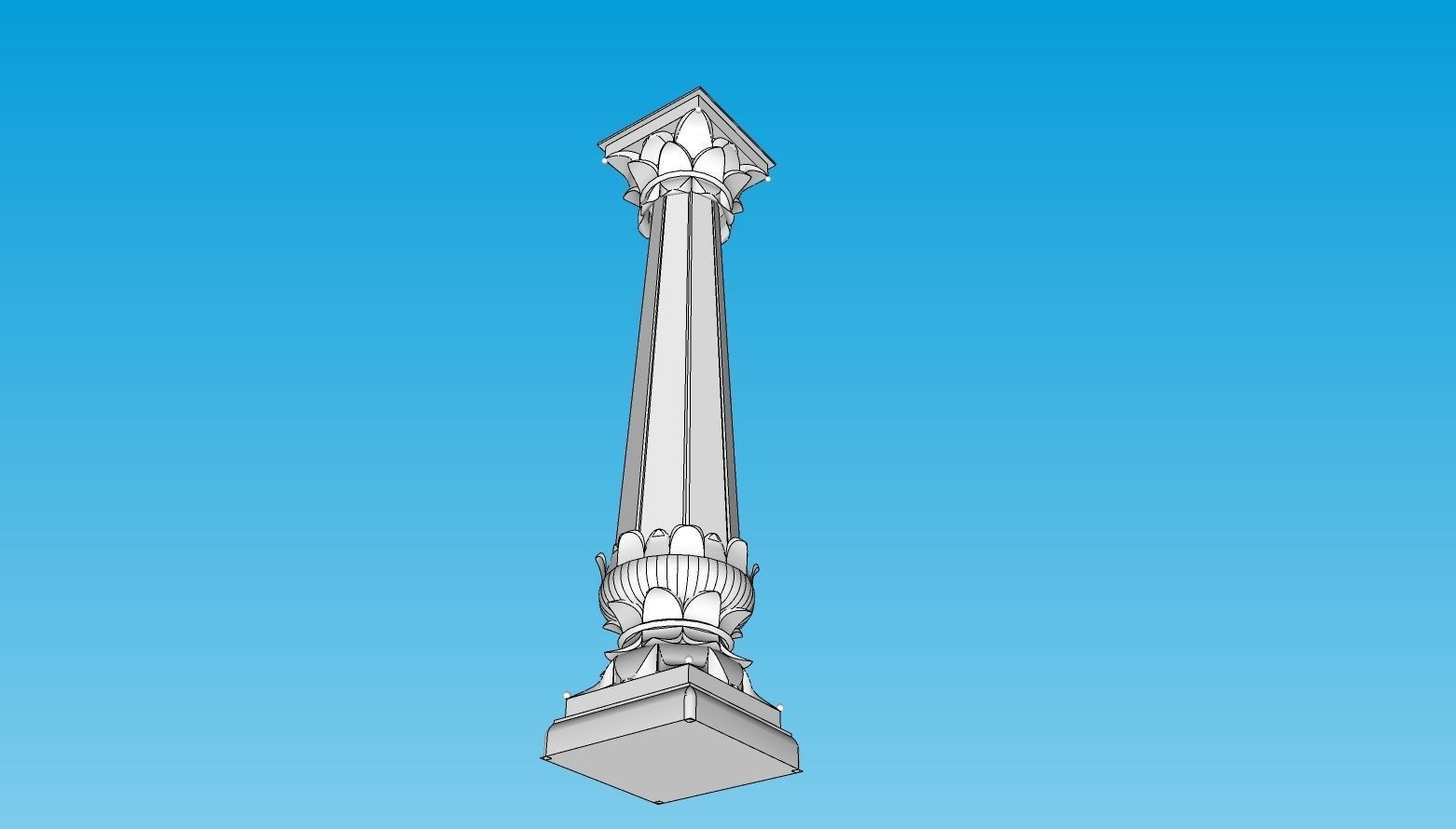 indian jodhpuri stone piller column 3D model_2