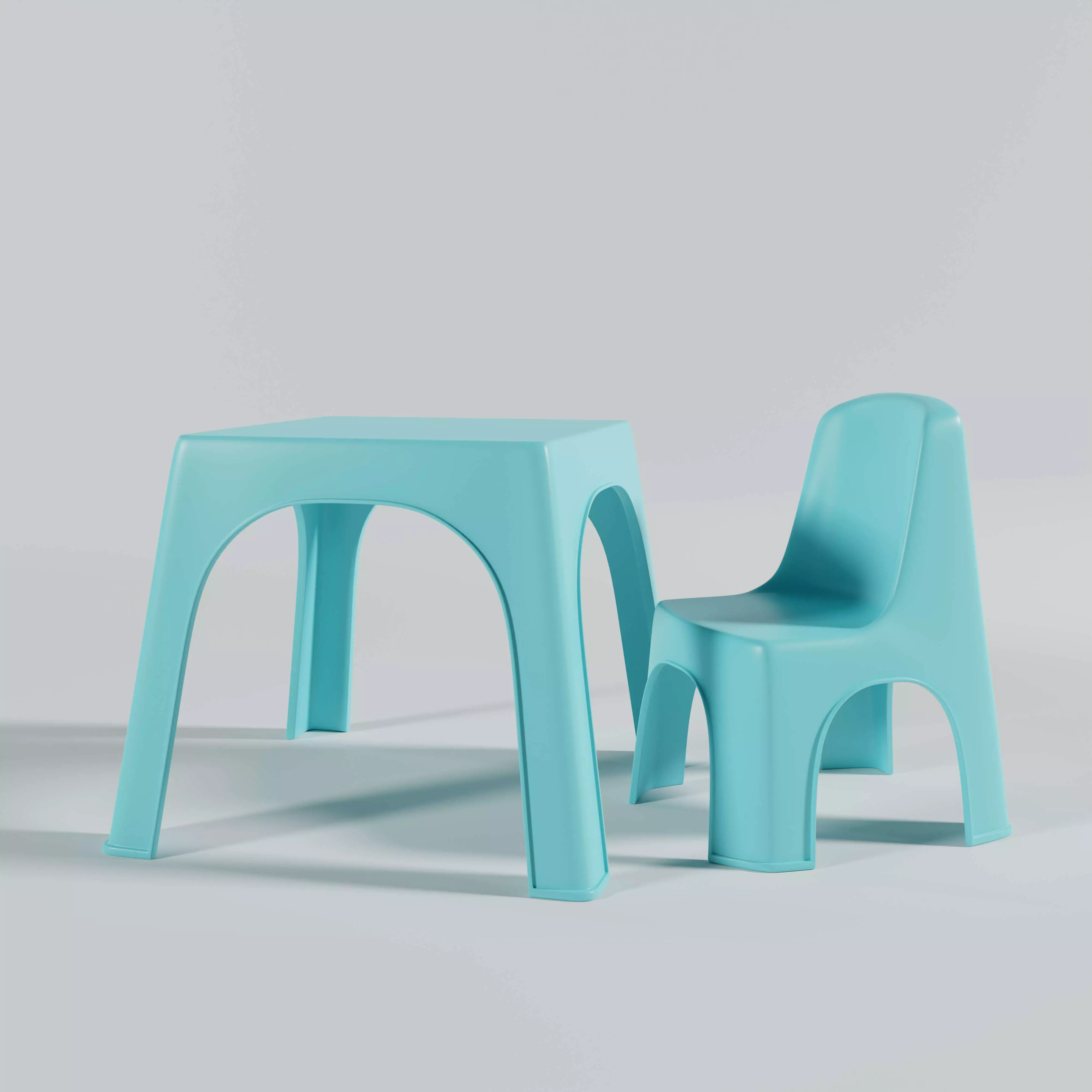 Kid Plastic Table and Chair 3D model
