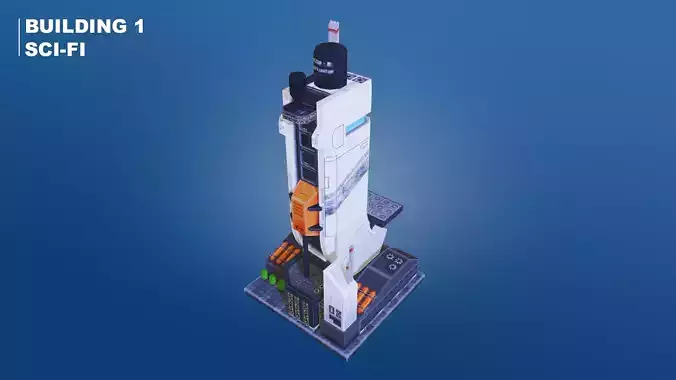 Low Poly Sci-Fi Building 1 - Pixel City 3D Asset Pack