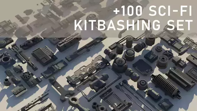 Scifi Kitbashing Set 3 3D model