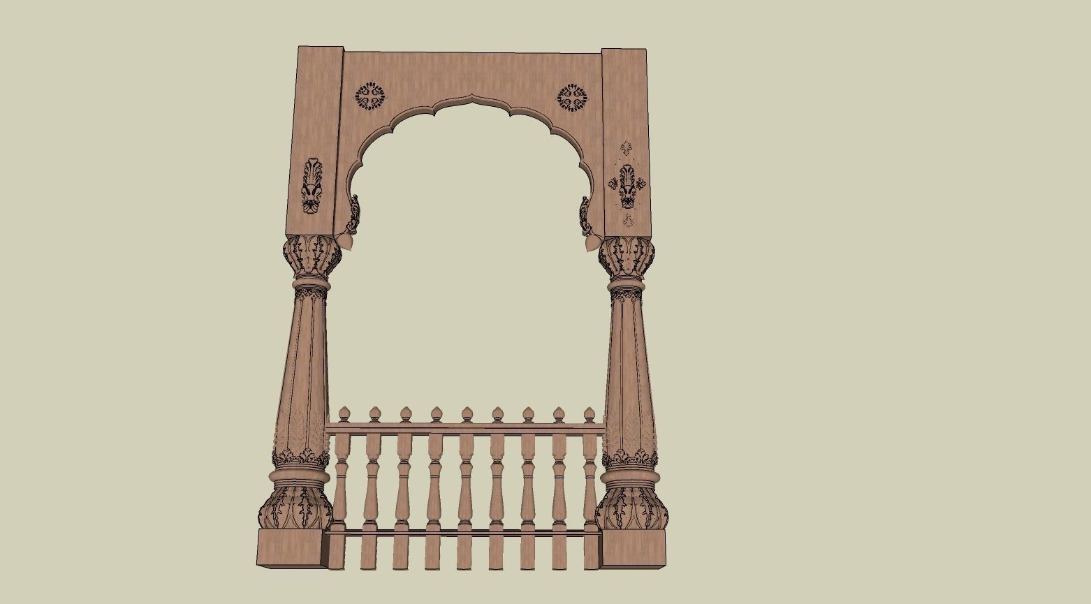 indian jodhpuri stone arch 3D model_2