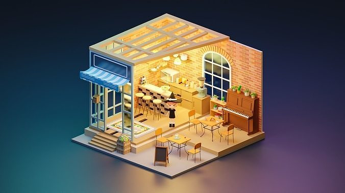 coffee shop Free 3D model