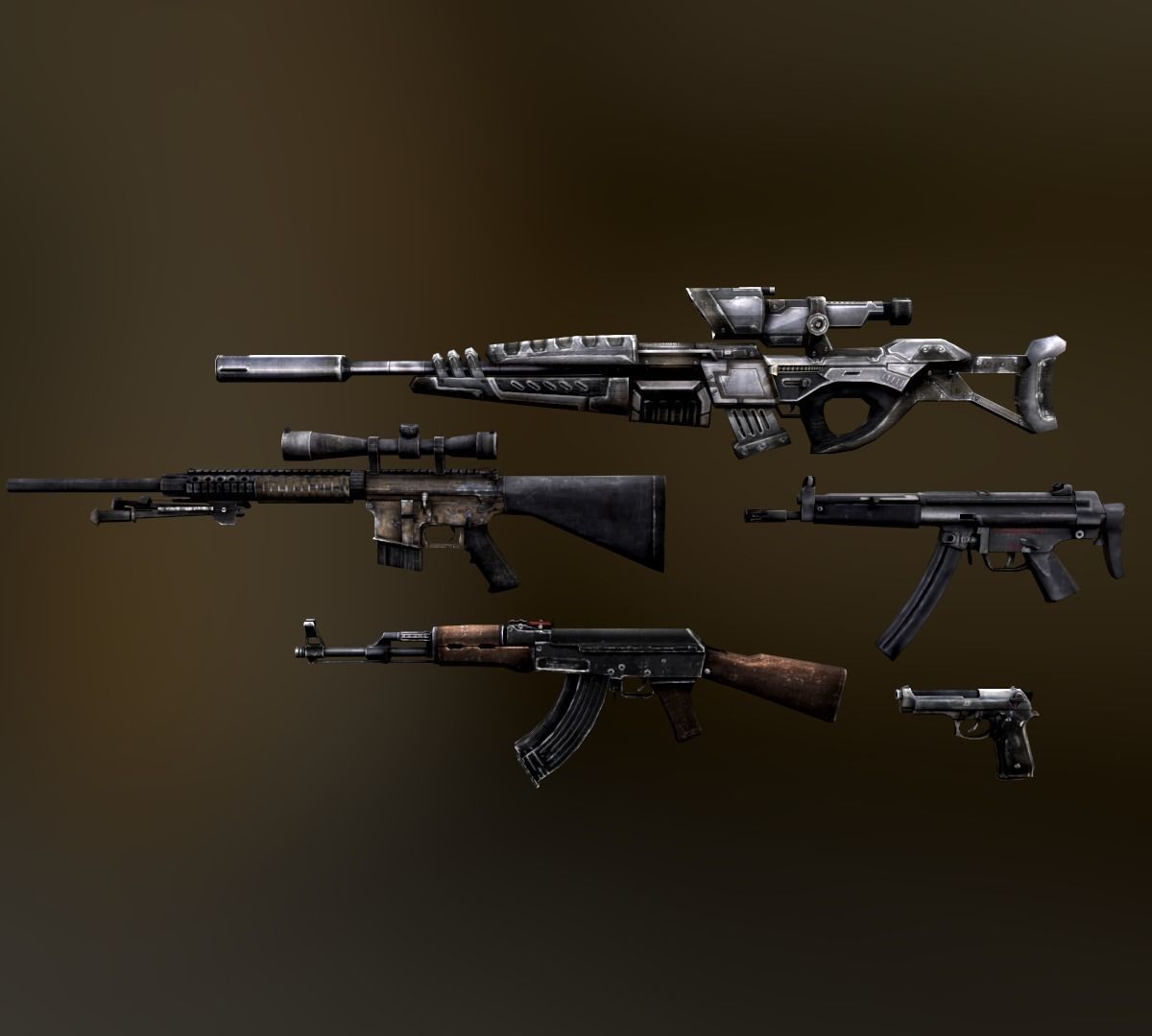 Hunter Attack Bundle Low-poly 3D model_1