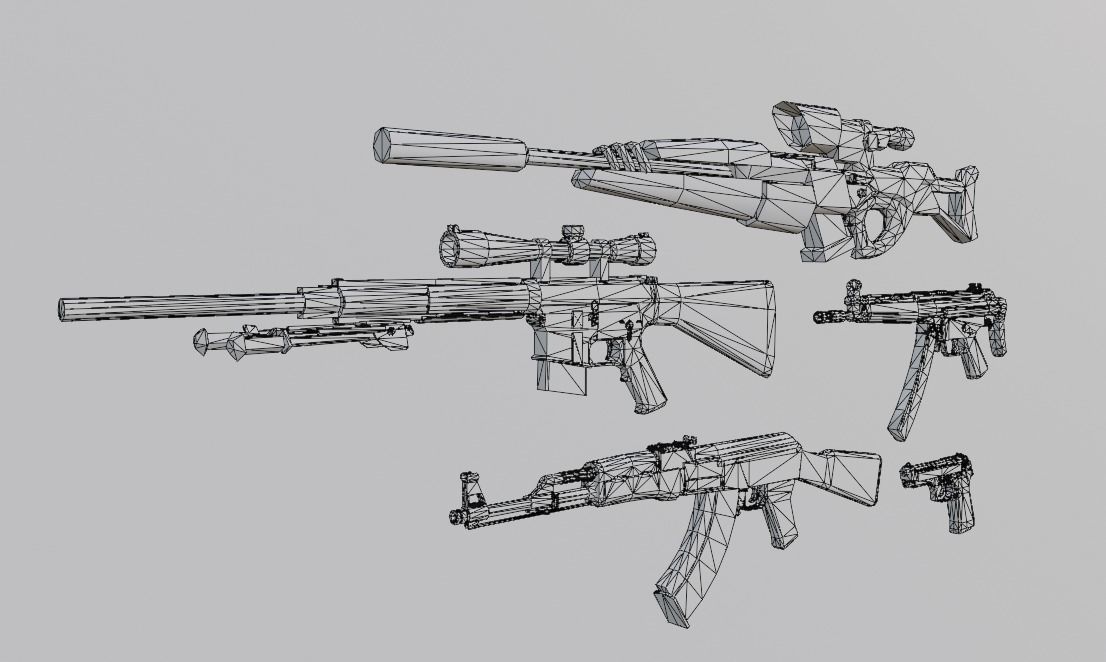 Hunter Attack Bundle Low-poly 3D model_5