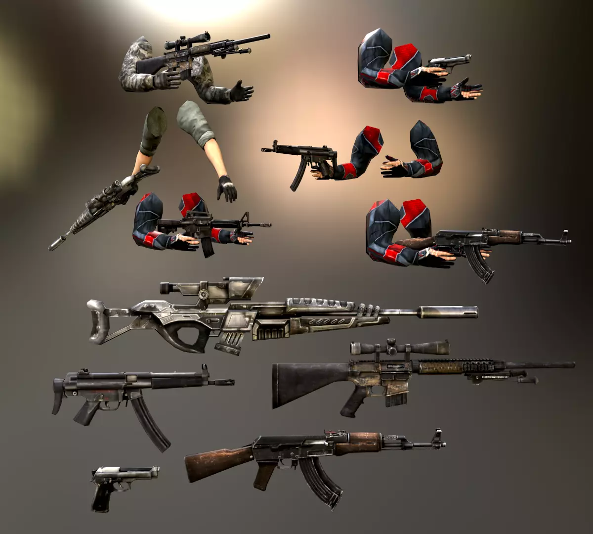 Hunter Attack Bundle Low-poly 3D model_0