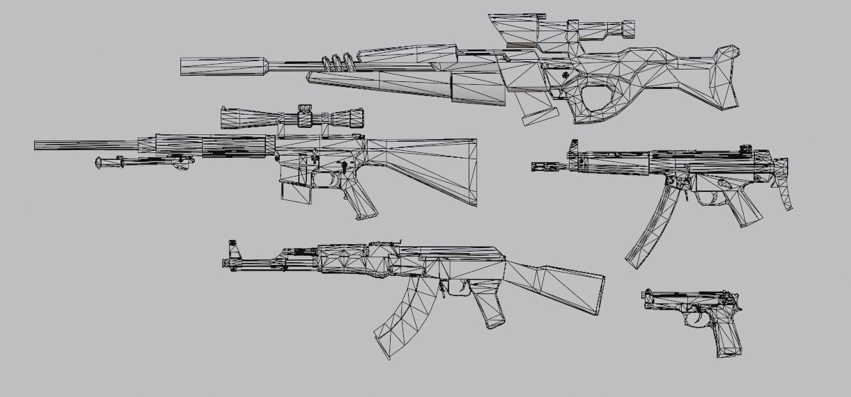 Hunter Attack Bundle Low-poly 3D model_6