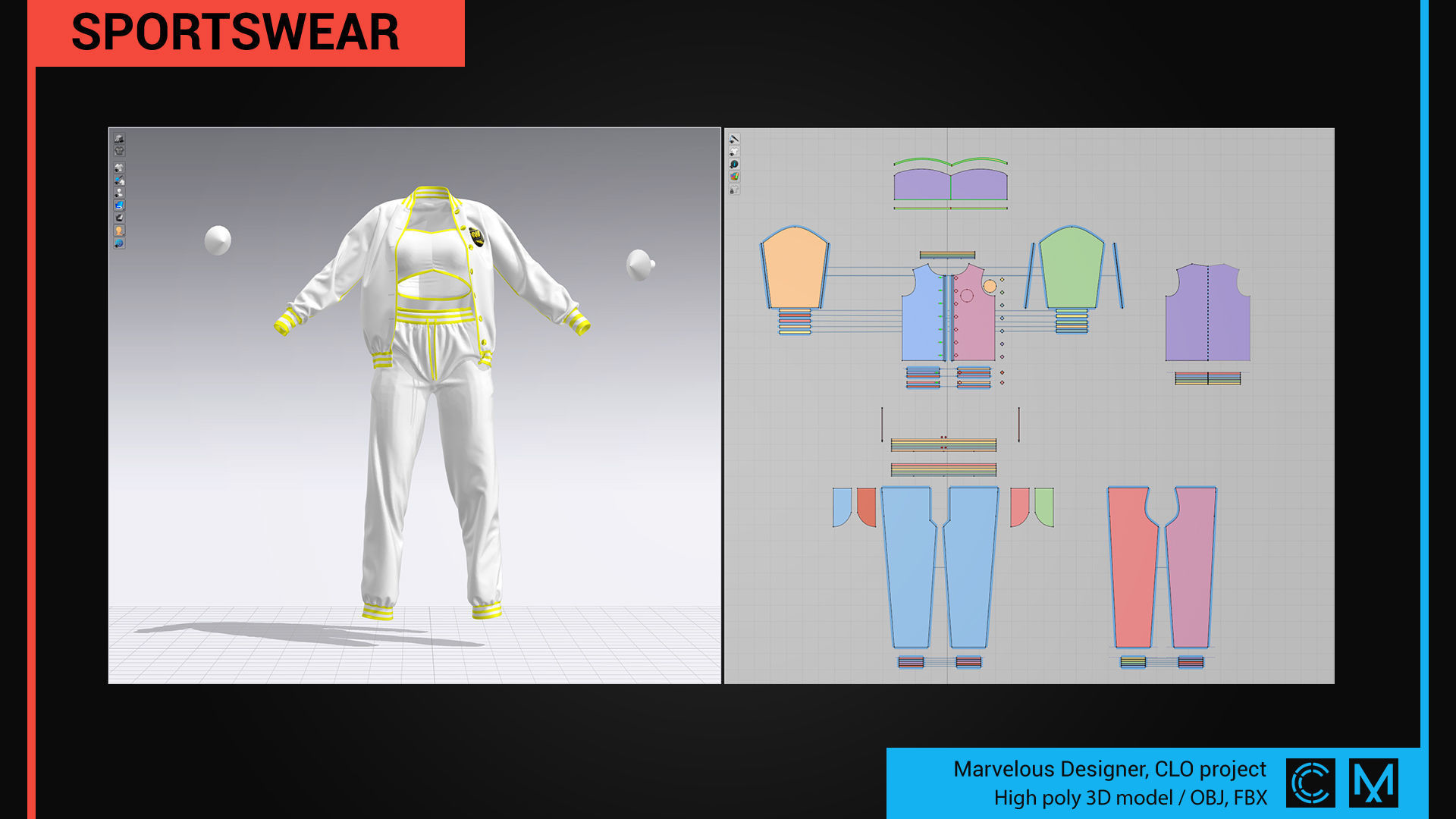 Sportwear Marvelous Designer CLO project 3D model | CGTrader