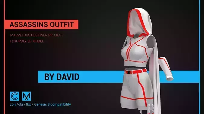 Assassins outfit Marvelous Designer CLO project