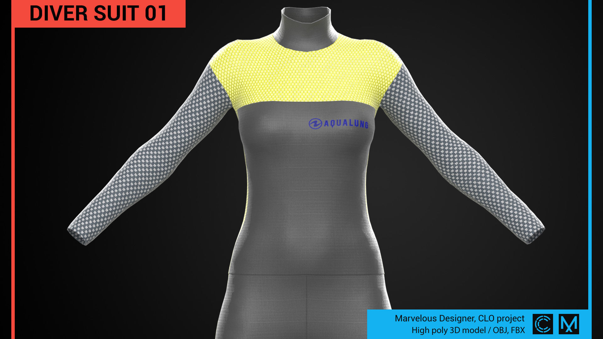 Diver suit 01 Marvelous Designer CLO project 3D model_6