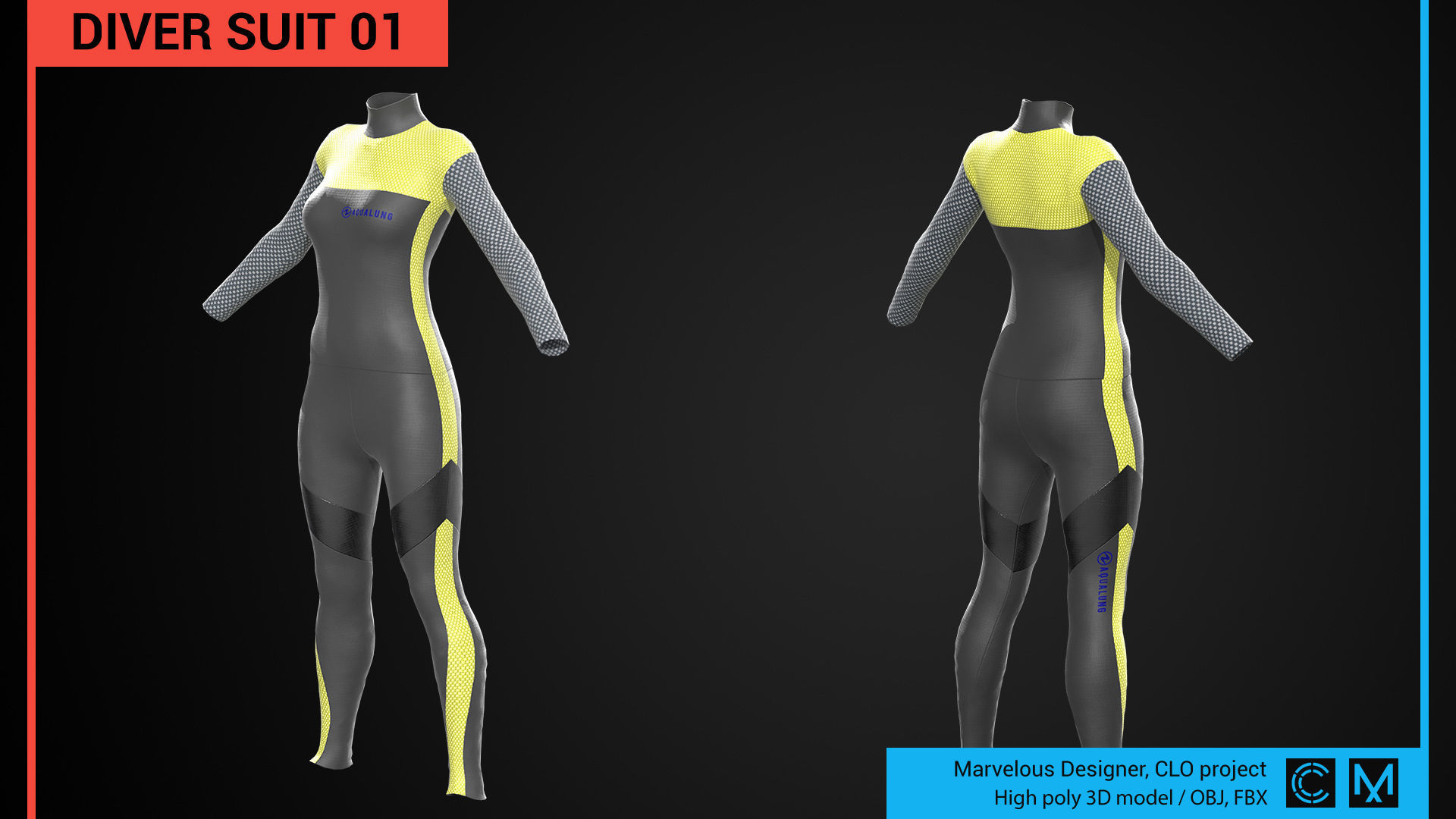 Diver suit 01 Marvelous Designer CLO project 3D model_2