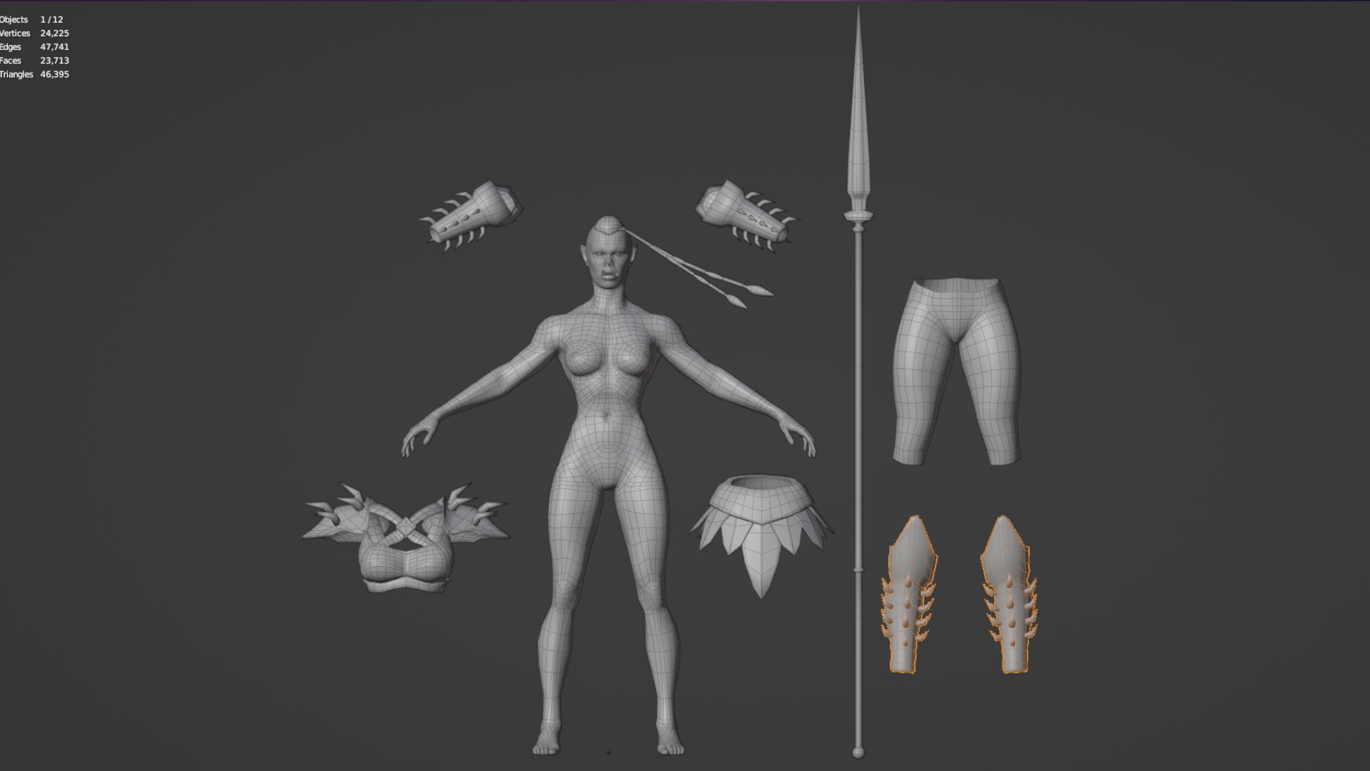 Orc Female 3d gameready rigged character Low-poly 3D model_3