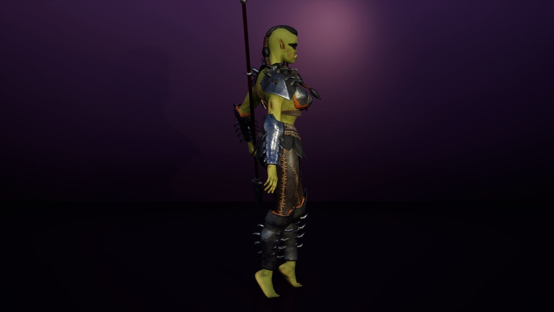 Orc Female 3d gameready rigged character Low-poly 3D model_4