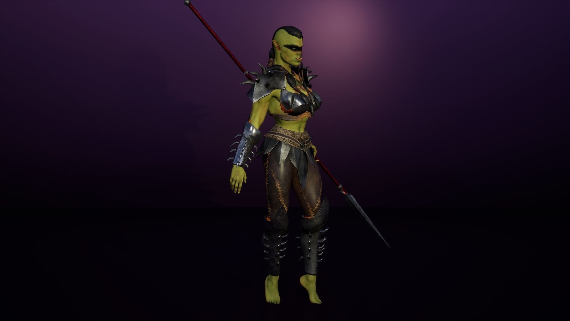 Orc Female 3d gameready rigged character Low-poly 3D model_7