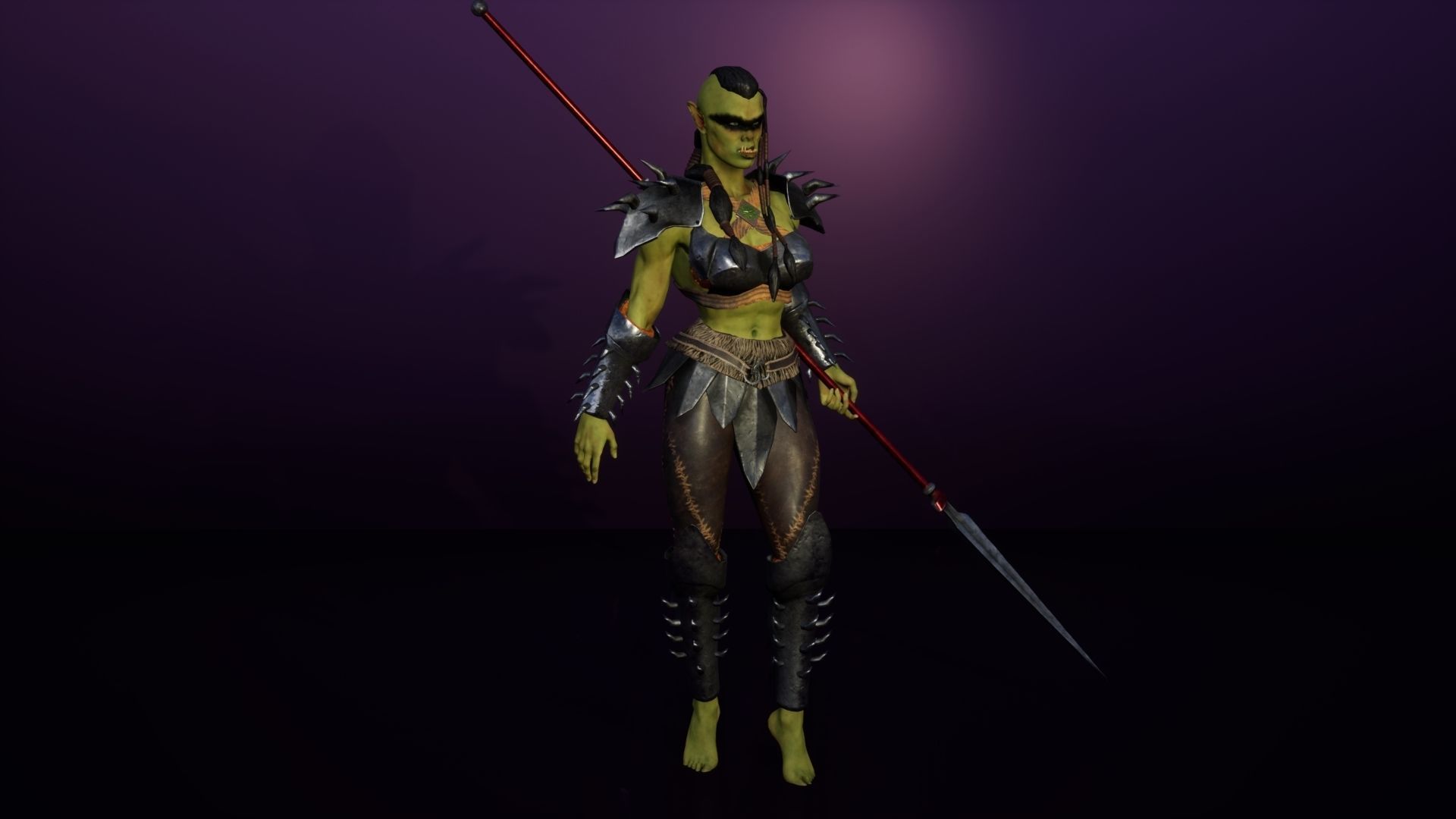 Orc Female 3d gameready rigged character Low-poly 3D model_10